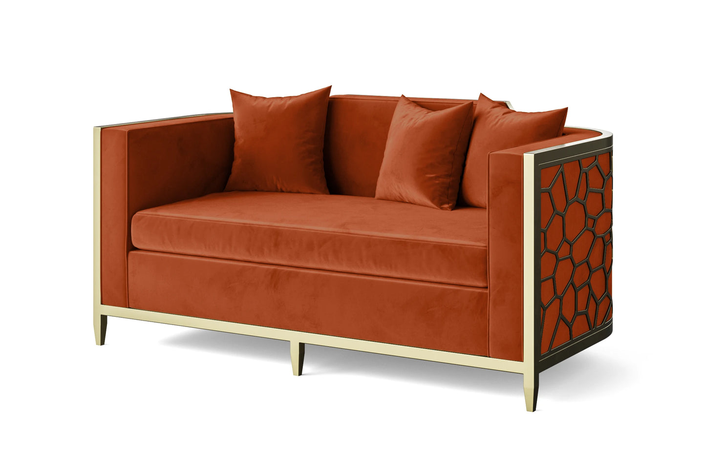 Carrara 2 Seater Sofa Orange Velvet