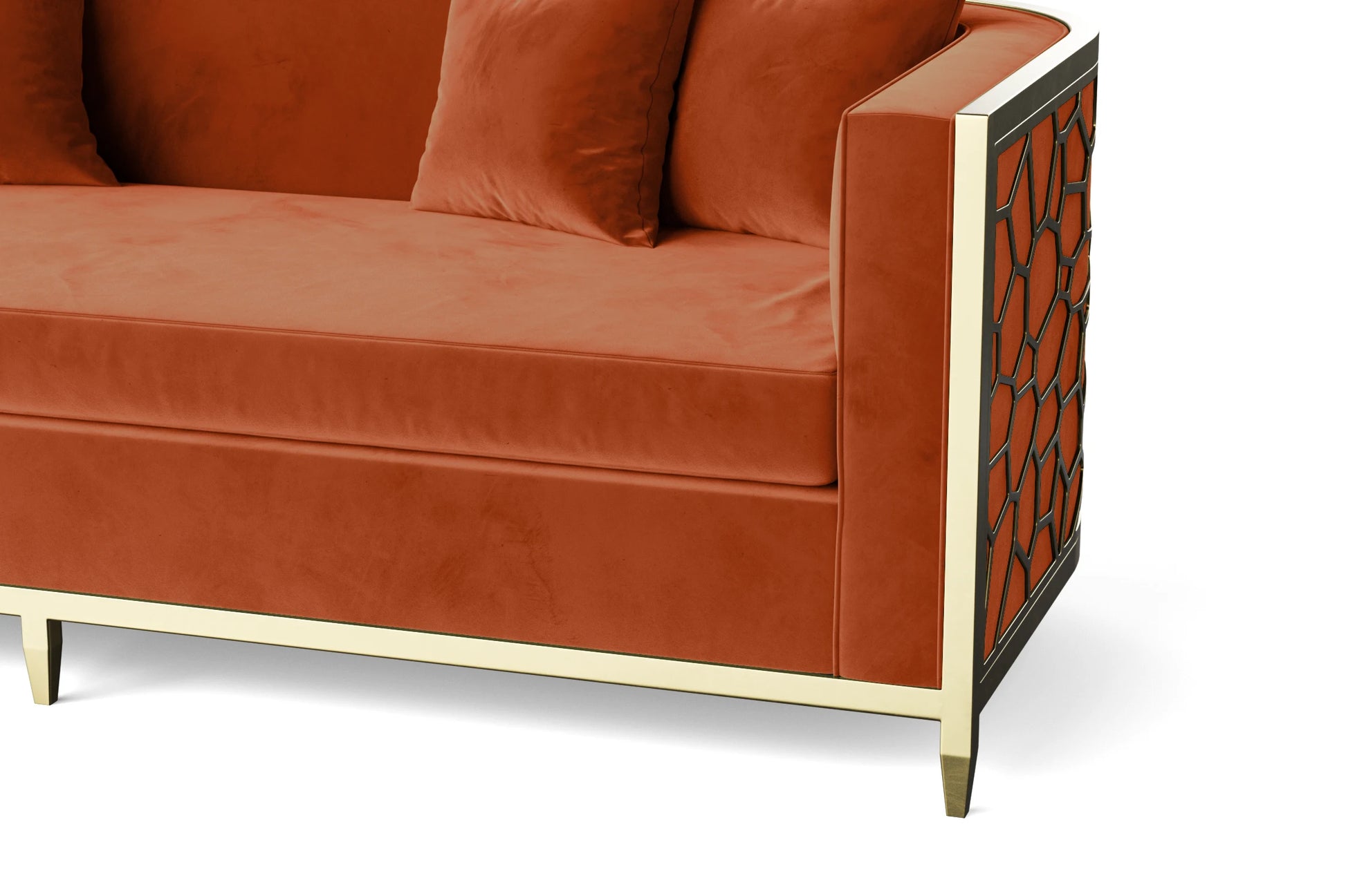 Carrara 2 Seater Sofa Orange Velvet