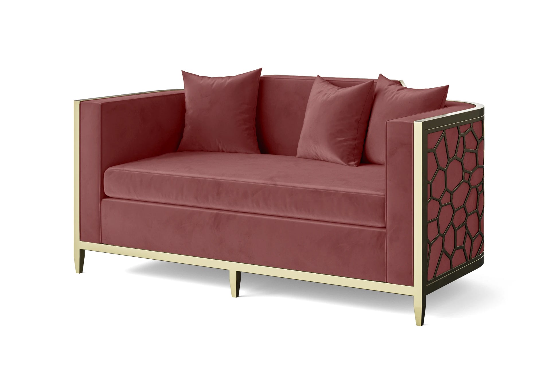 Carrara 2 Seater Sofa Pink Velvet