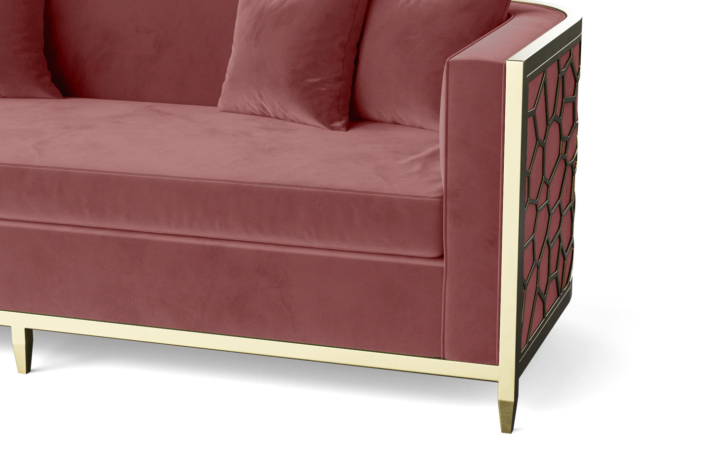 Carrara 2 Seater Sofa Pink Velvet