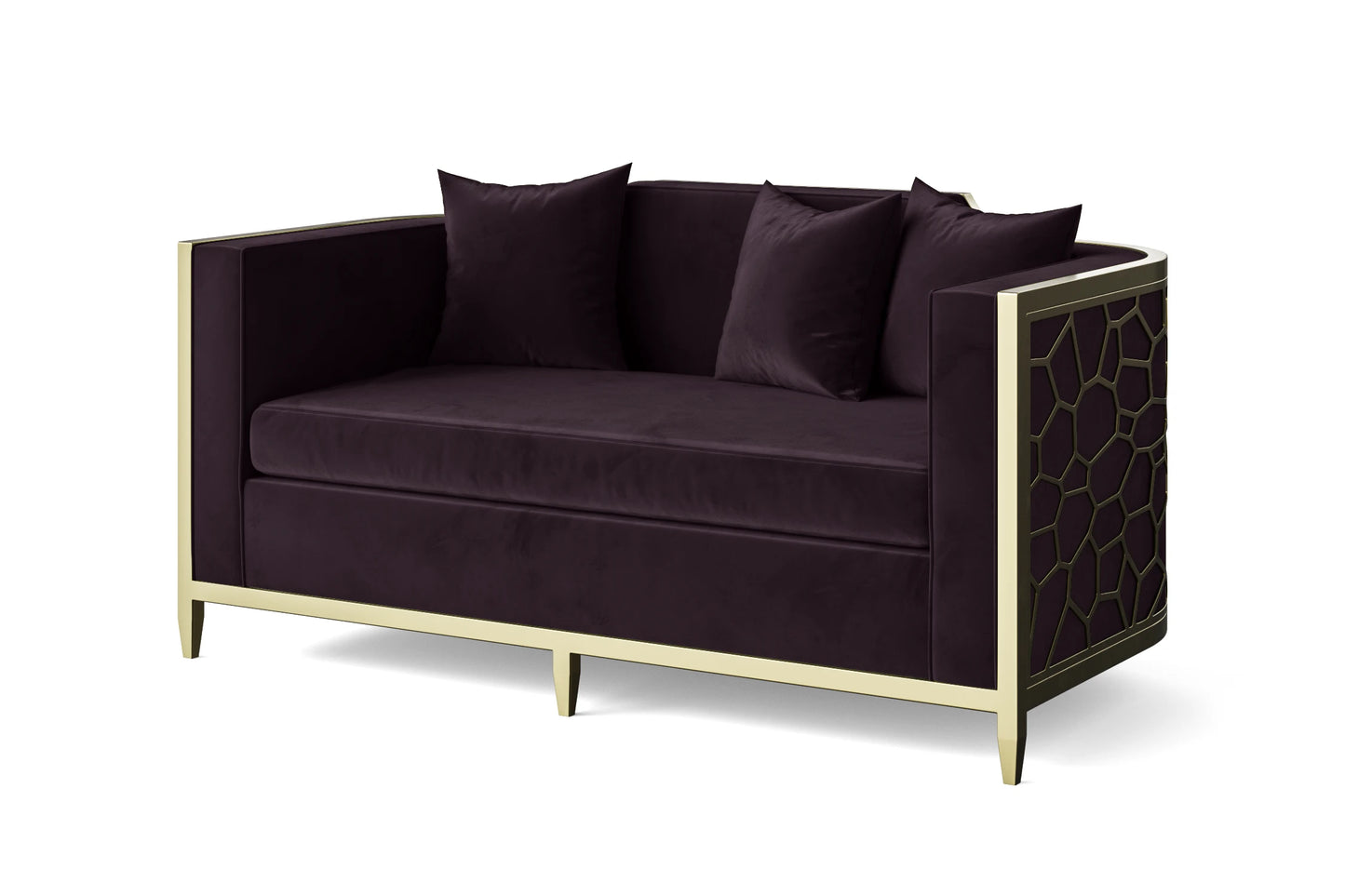 Carrara 2 Seater Sofa Purple Velvet