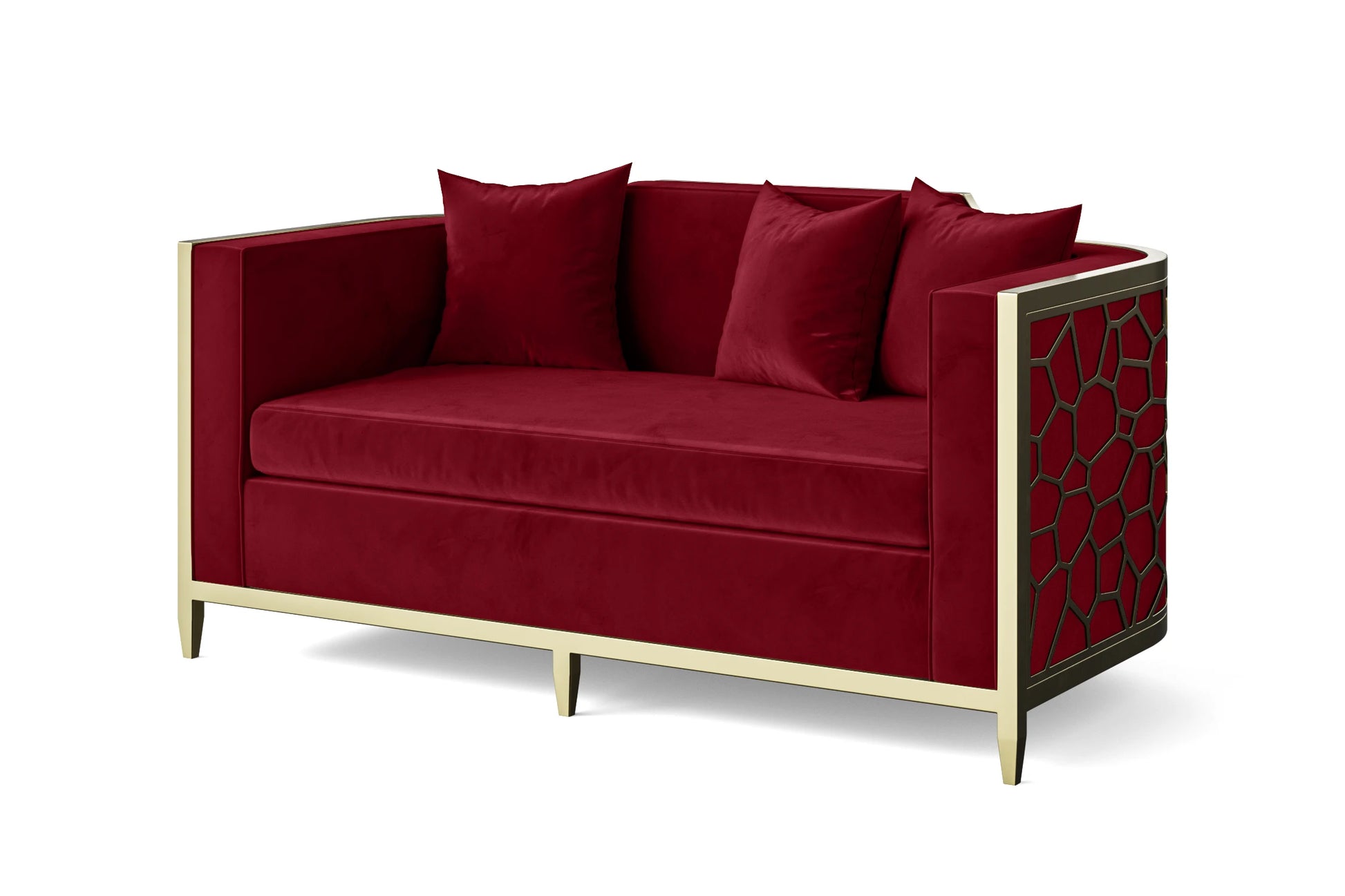 Carrara 2 Seater Sofa Red Velvet