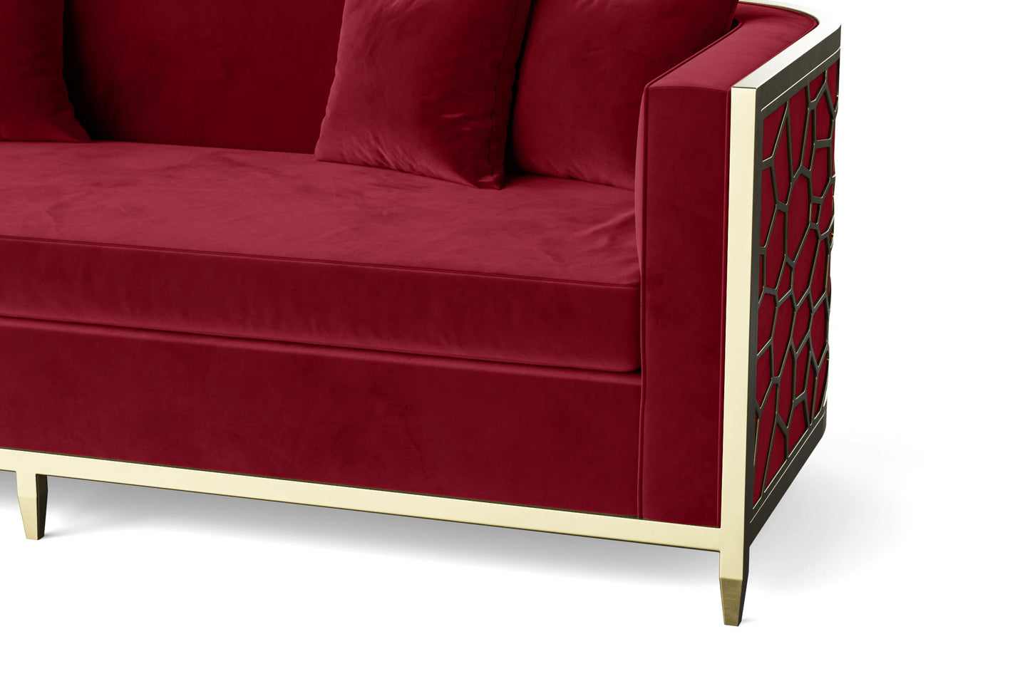 Carrara 2 Seater Sofa Red Velvet