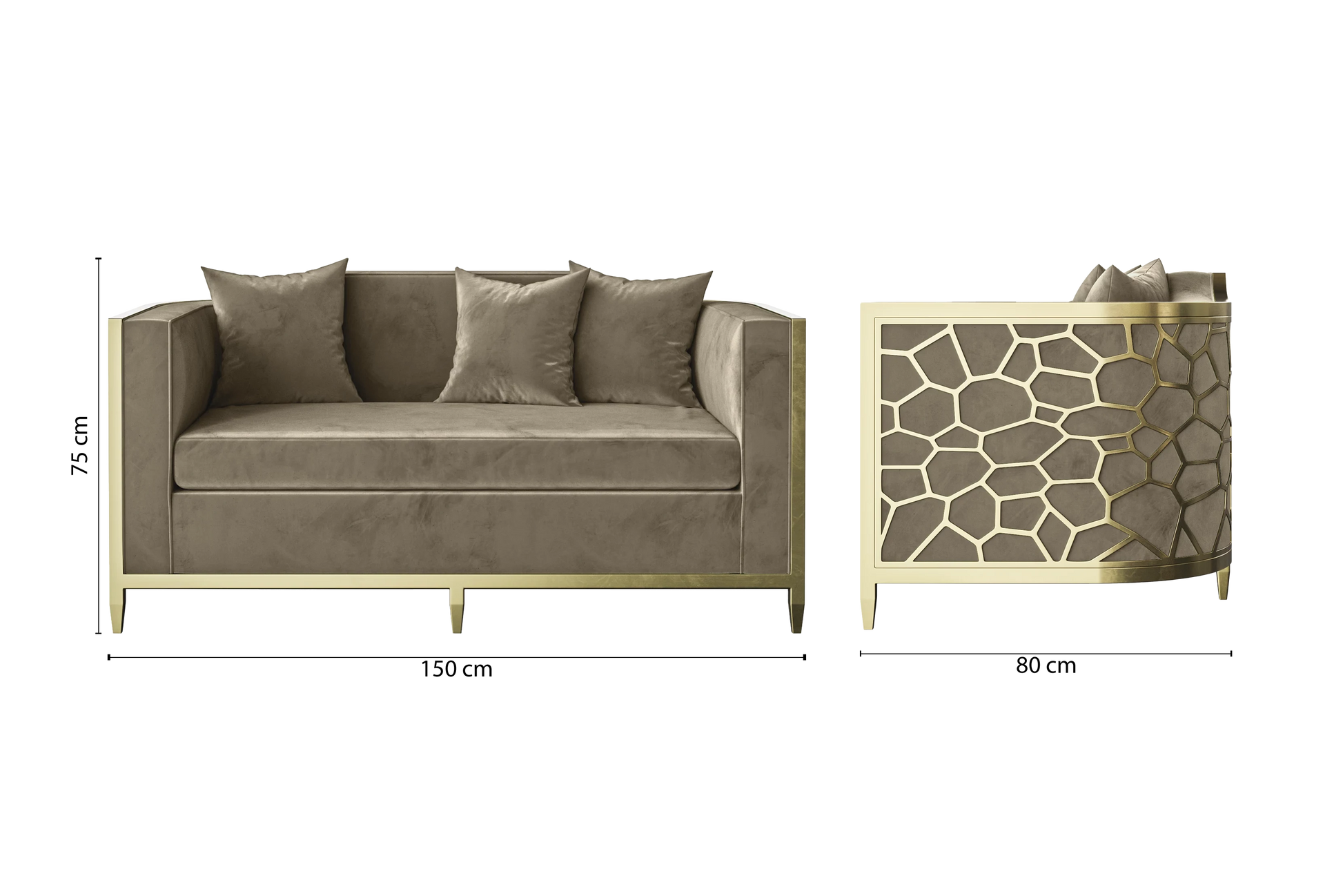 Carrara 2 Seater Sofa Sand Velvet