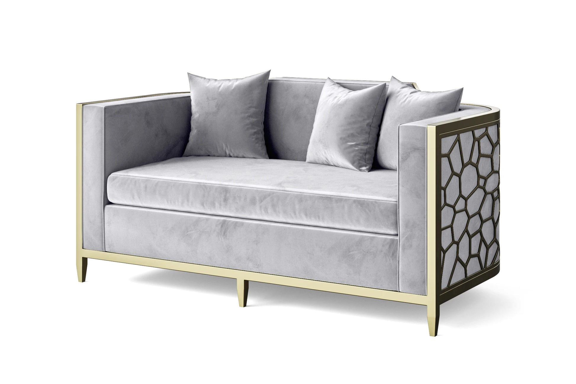 Carrara 2 Seater Sofa Silver Velvet