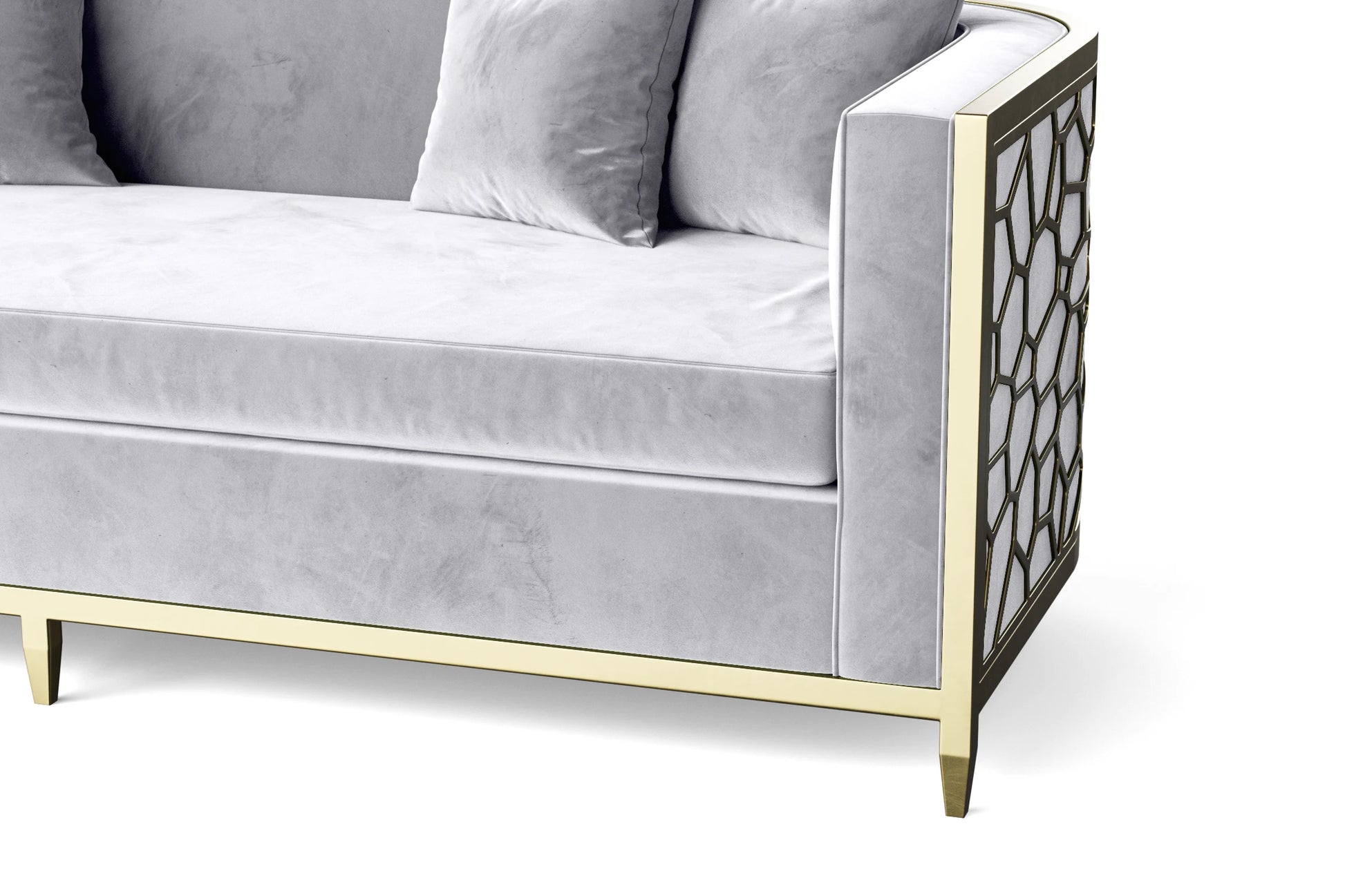 Carrara 2 Seater Sofa Silver Velvet