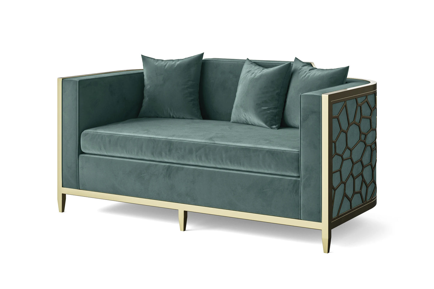 Carrara 2 Seater Sofa Teal Velvet