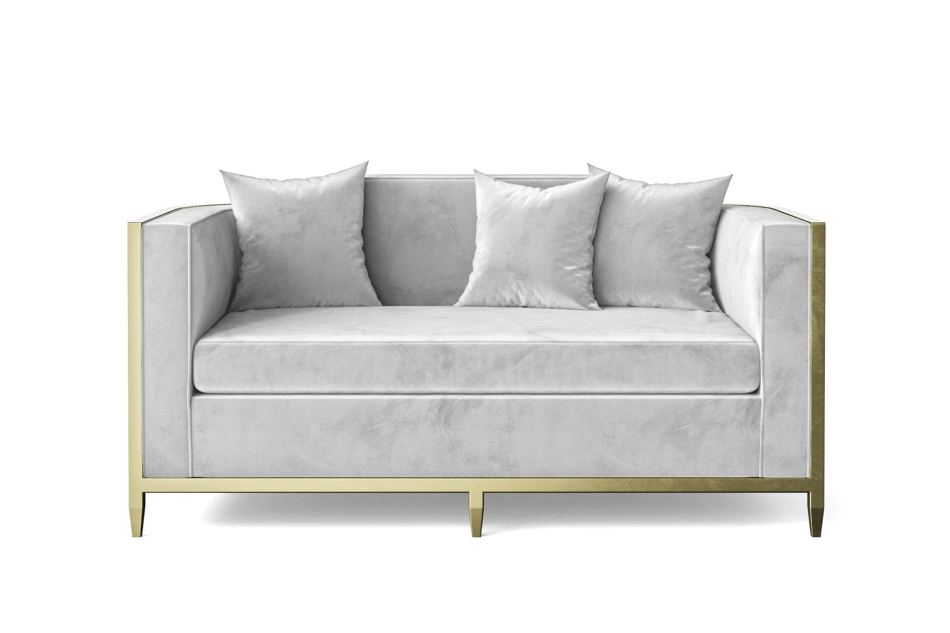 Carrara 2 Seater Sofa White Velvet