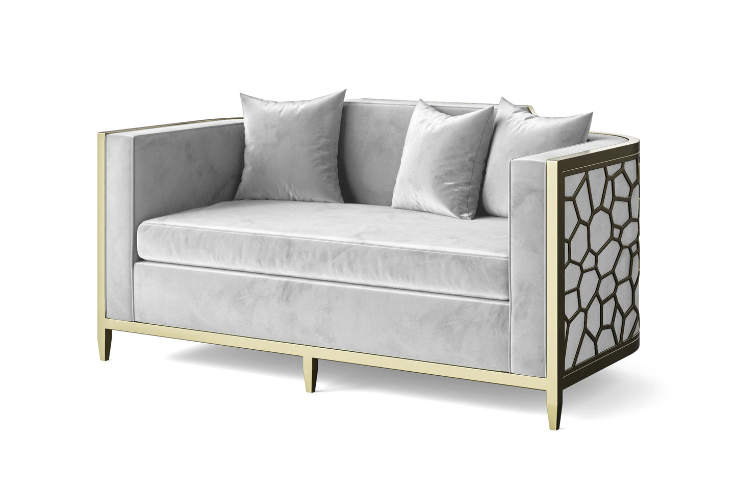 Carrara 2 Seater Sofa White Velvet