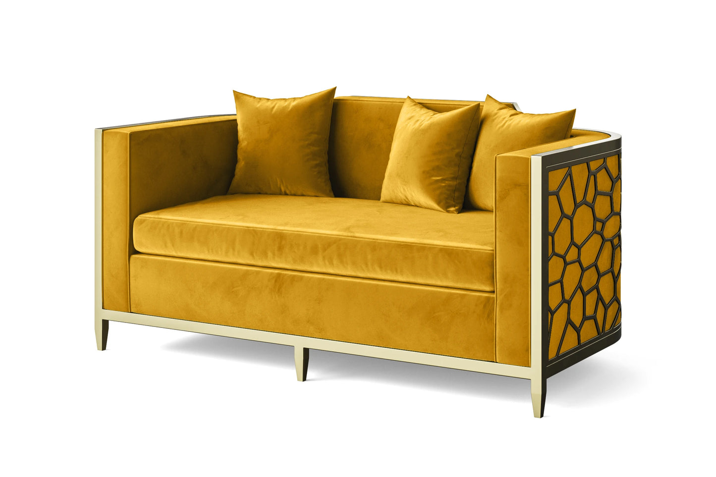 Carrara 2 Seater Sofa Yellow Velvet