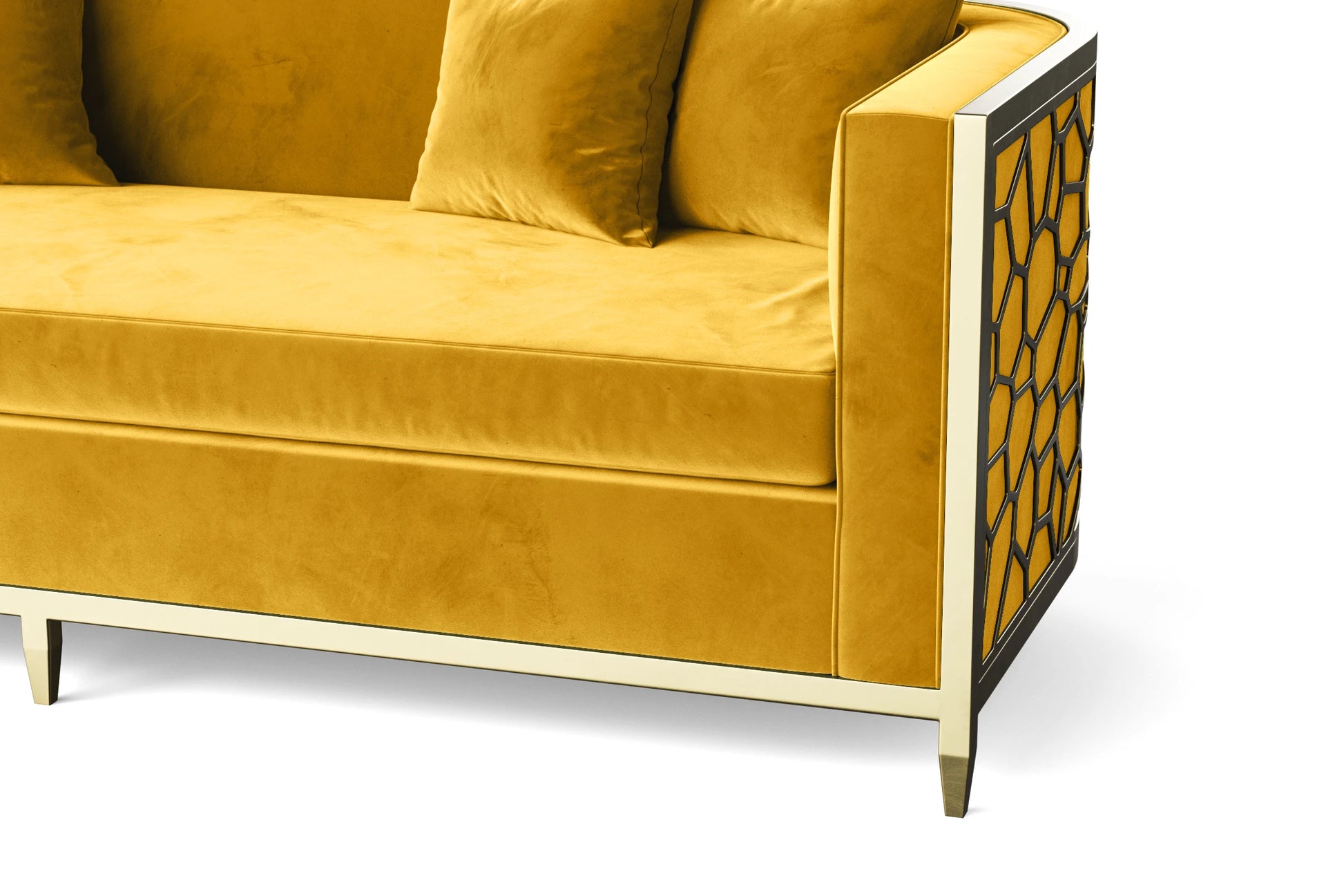 Carrara 2 Seater Sofa Yellow Velvet