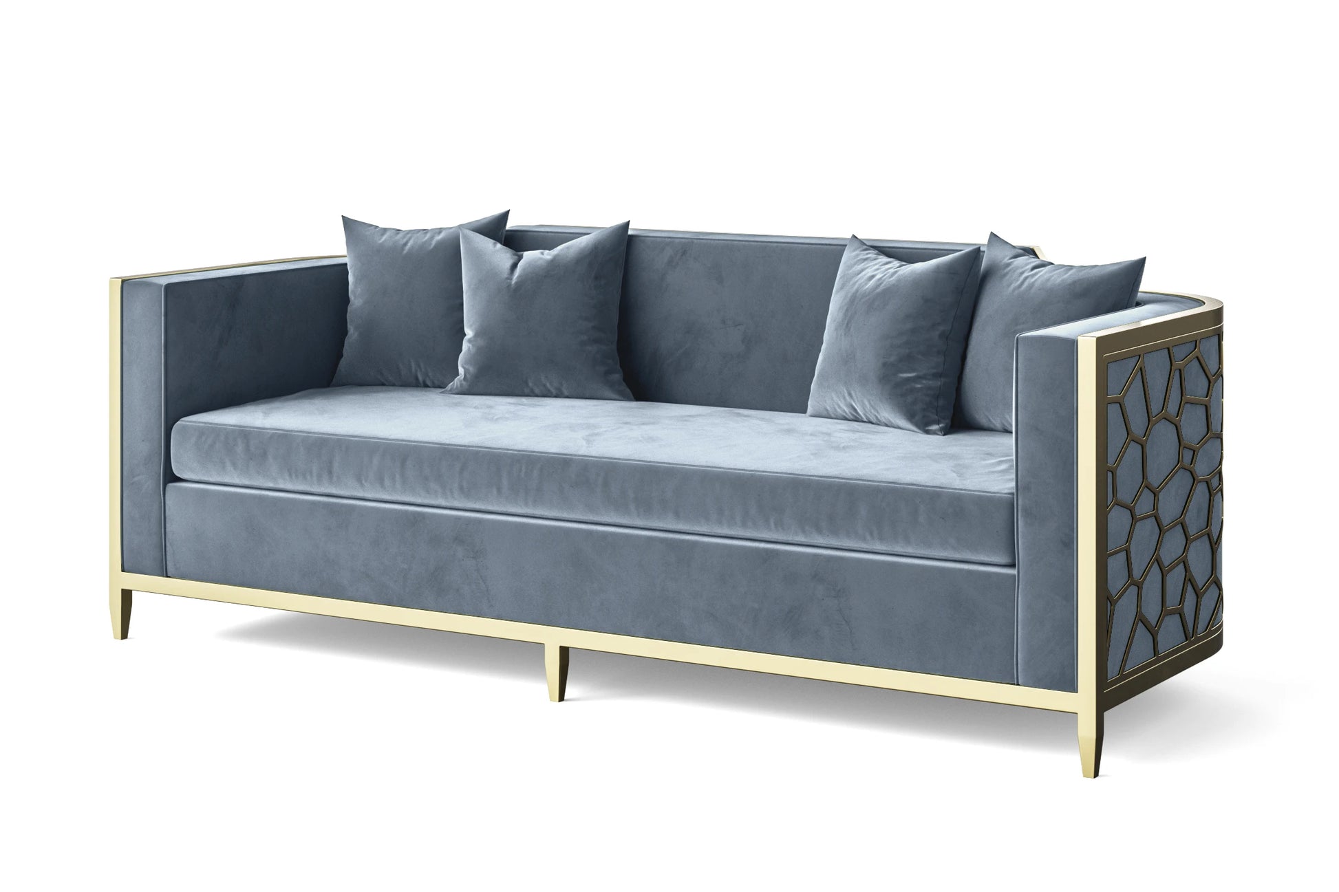 Carrara 3 Seater Sofa Baby Blue Velvet