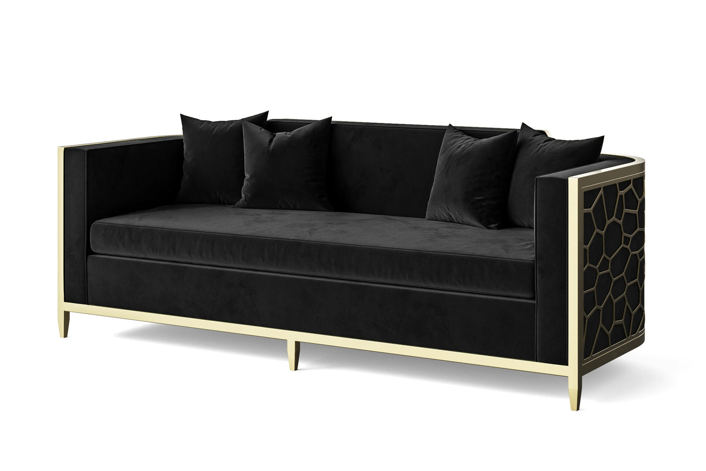 Carrara 3 Seater Sofa Black Velvet