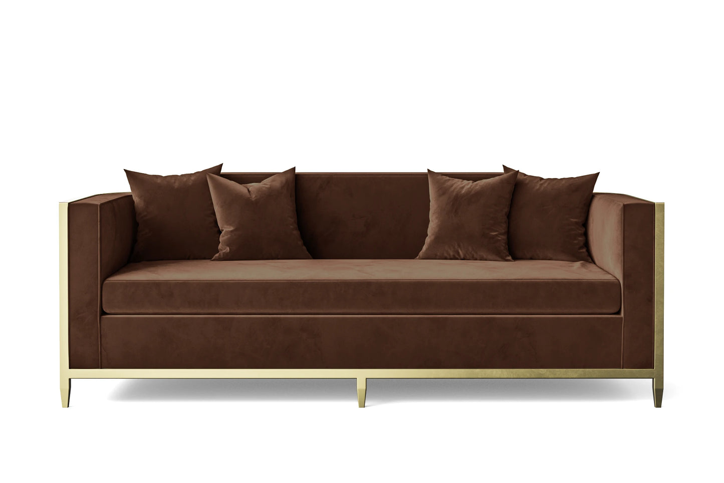 Carrara 3 Seater Sofa Coffee Brown Velvet