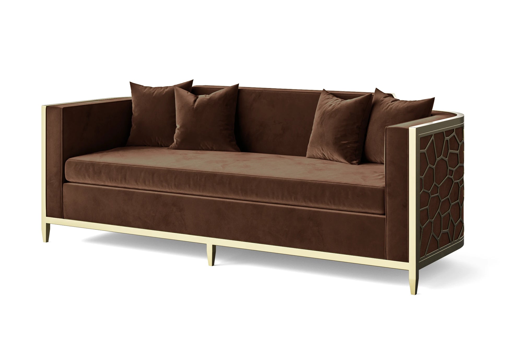 Carrara 3 Seater Sofa Coffee Brown Velvet