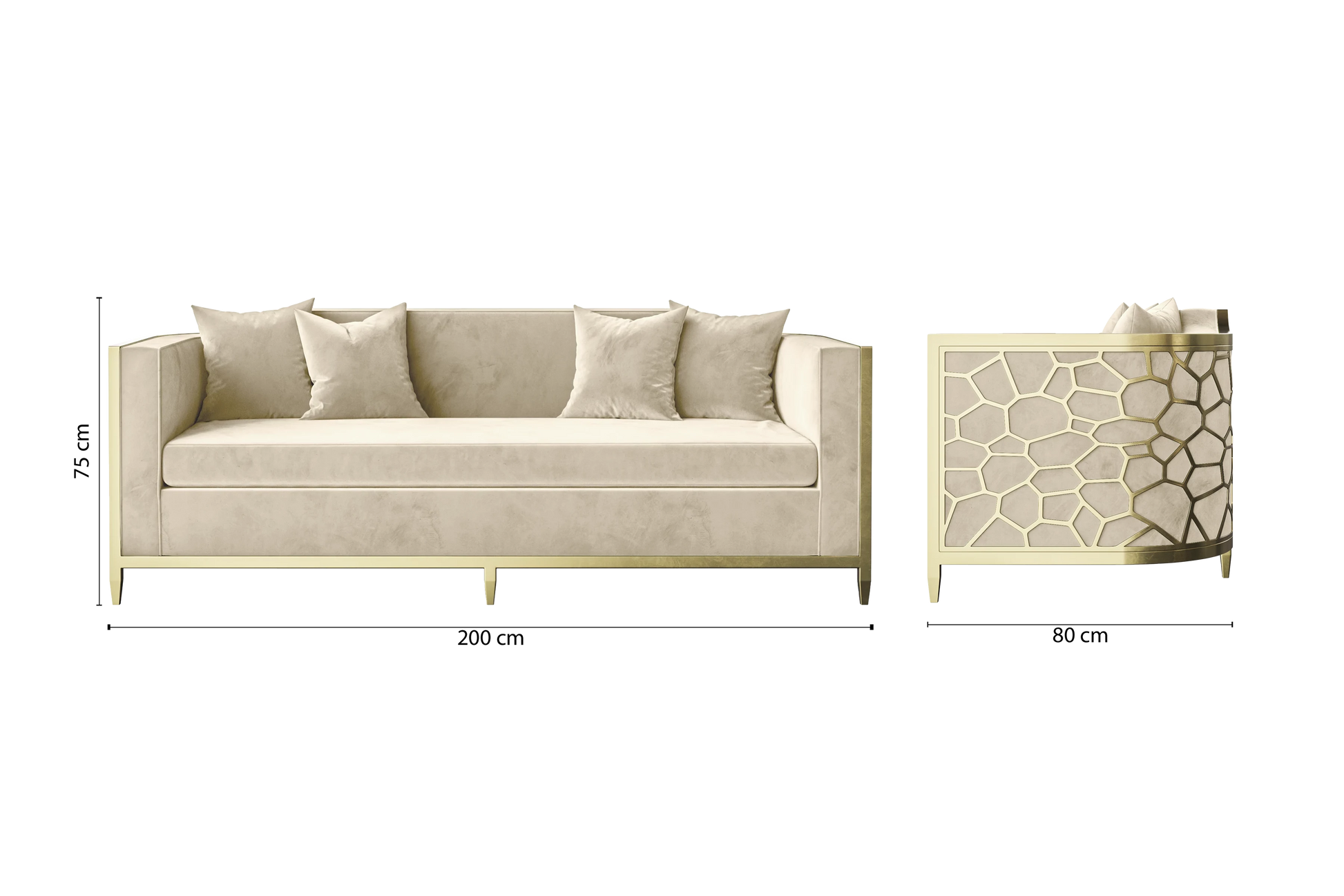 Carrara 3 Seater Sofa Cream Velvet