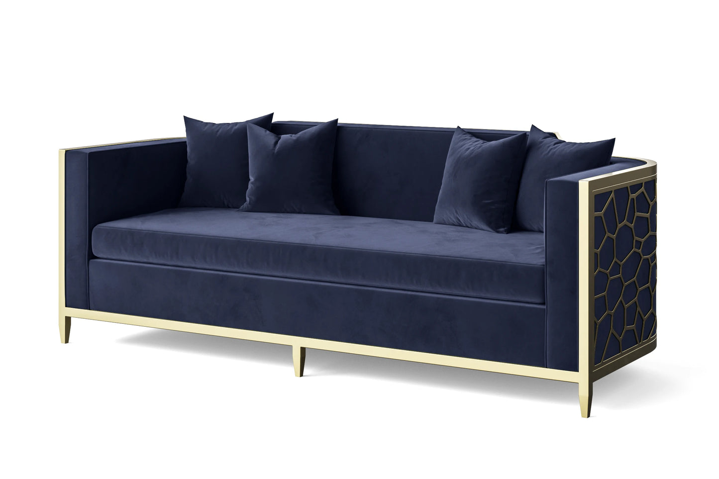 Carrara 3 Seater Sofa Dark Blue Velvet