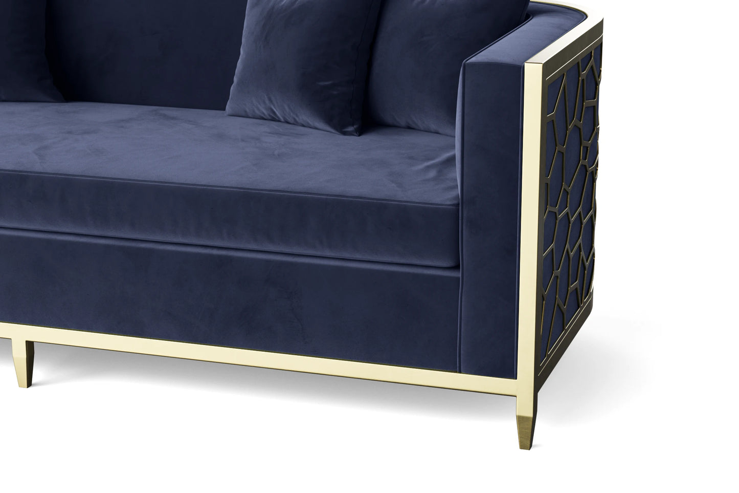 Carrara 3 Seater Sofa Dark Blue Velvet