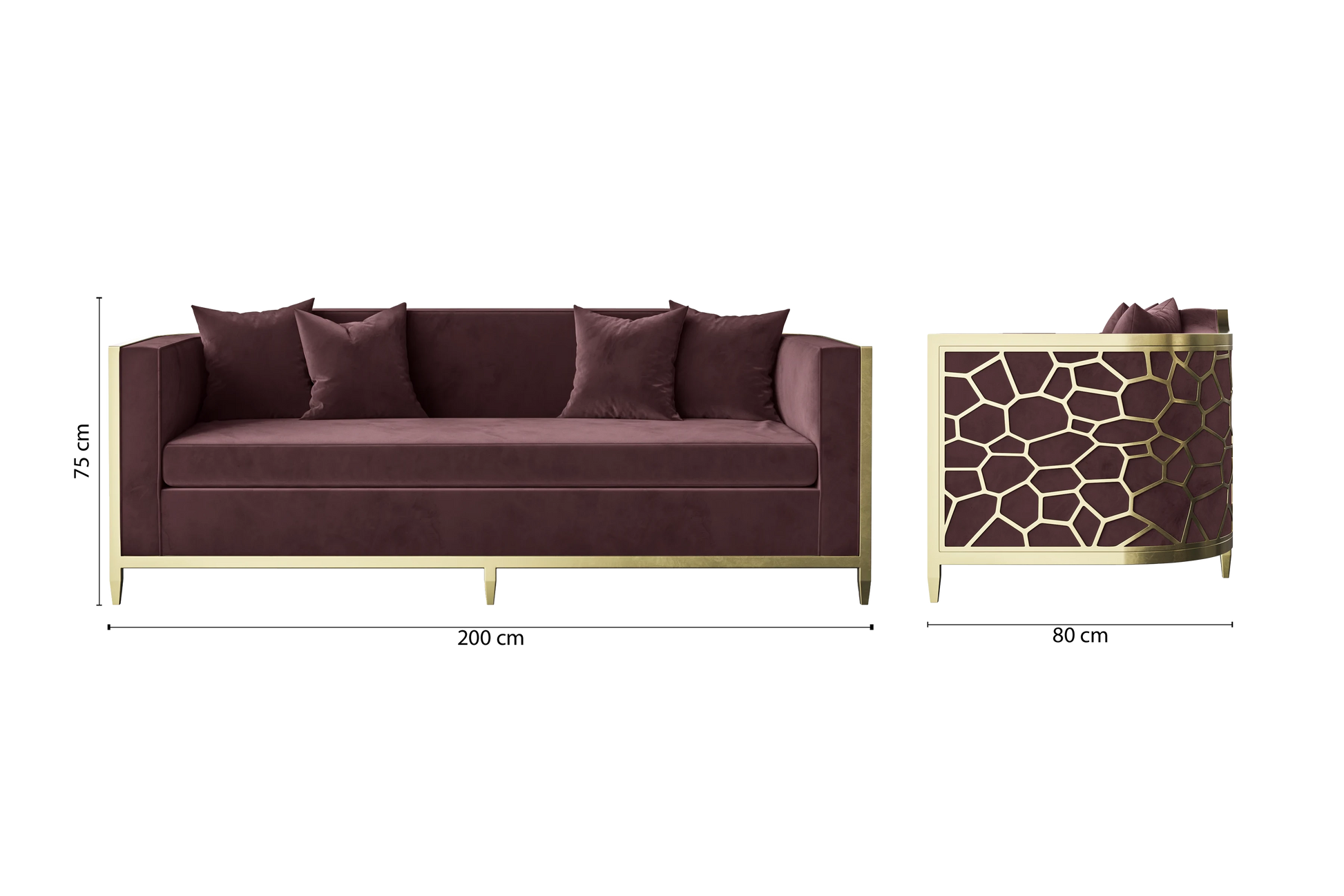 Carrara 3 Seater Sofa Grape Velvet