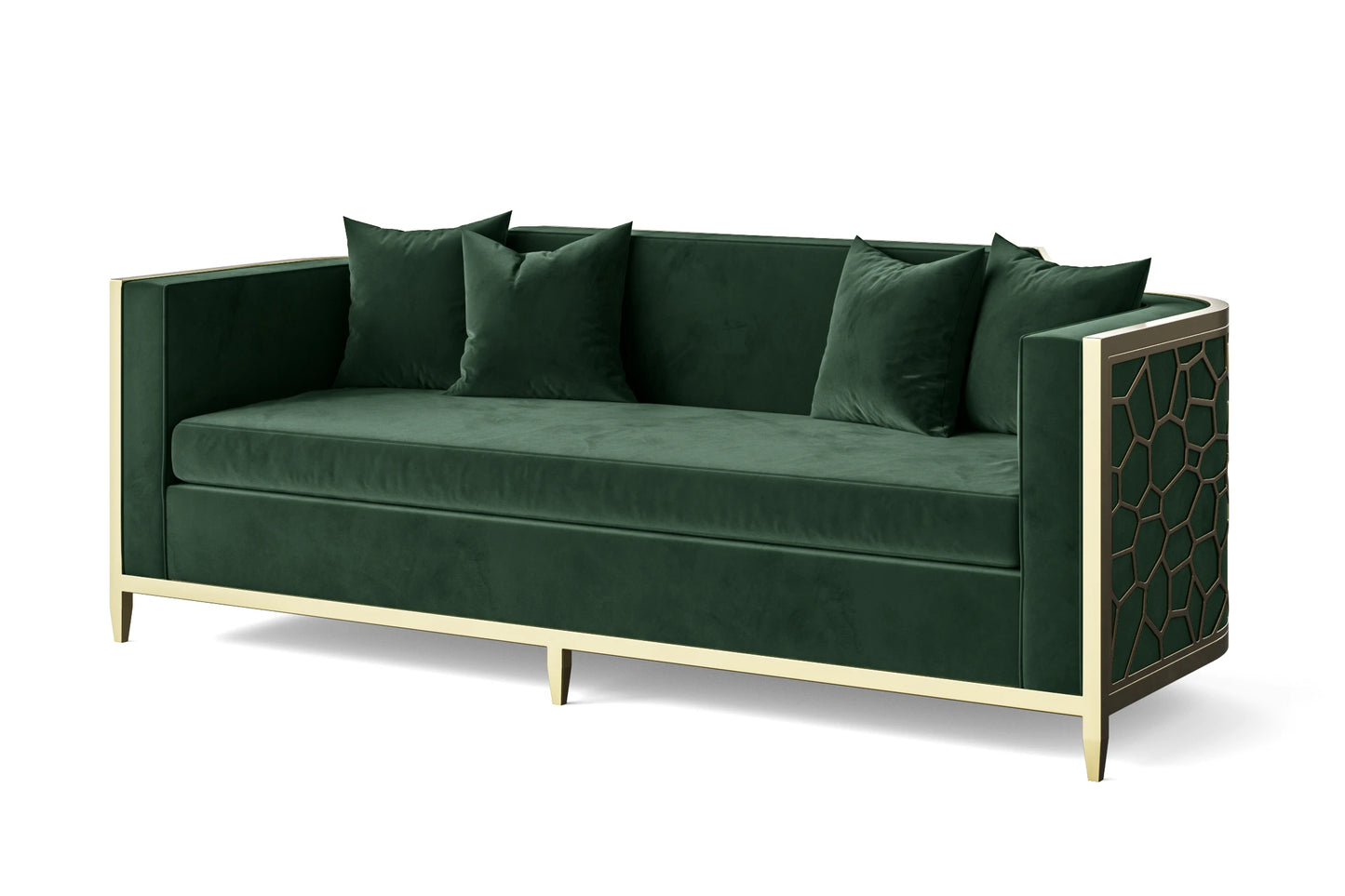 Carrara 3 Seater Sofa Green Velvet