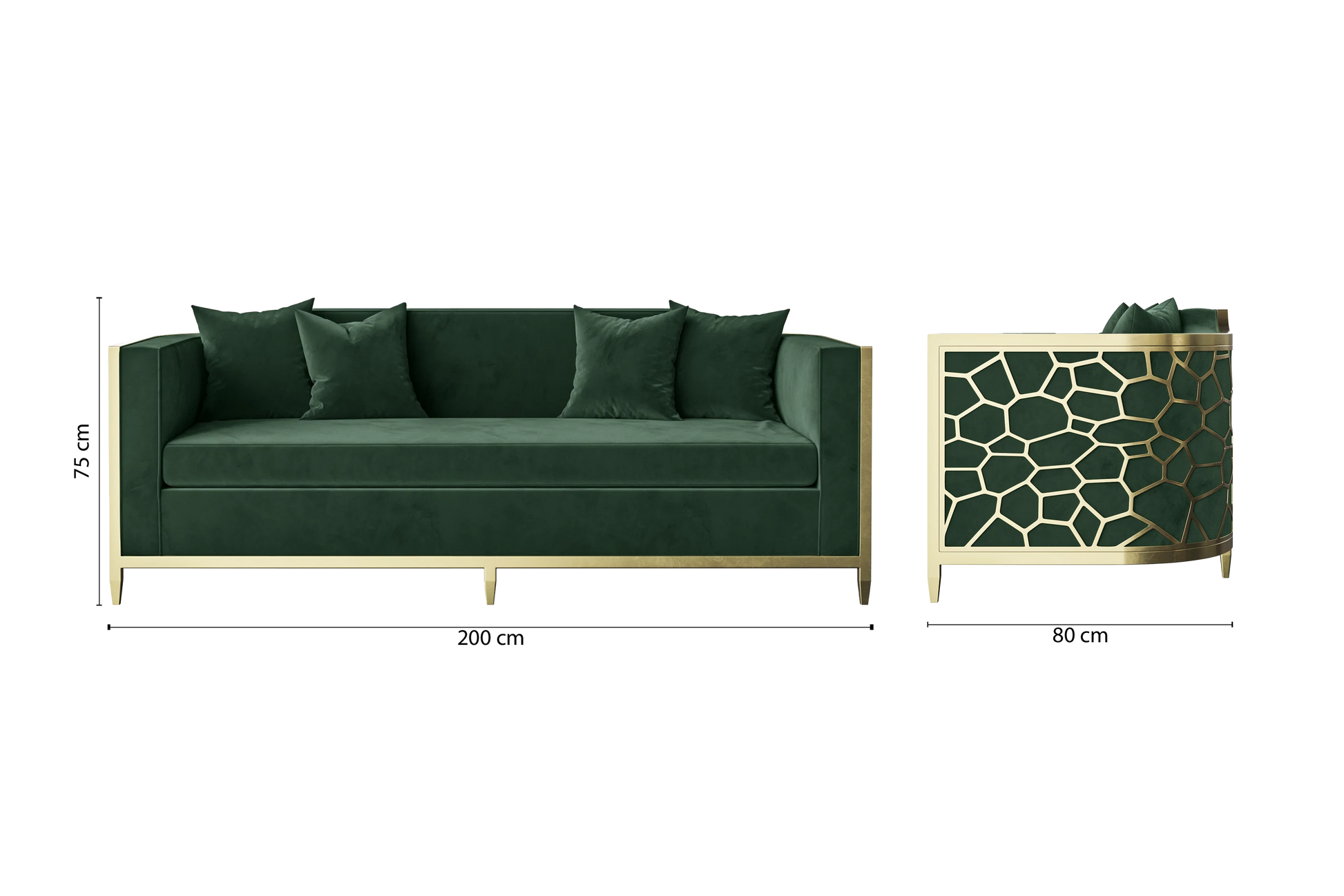 Carrara 3 Seater Sofa Green Velvet