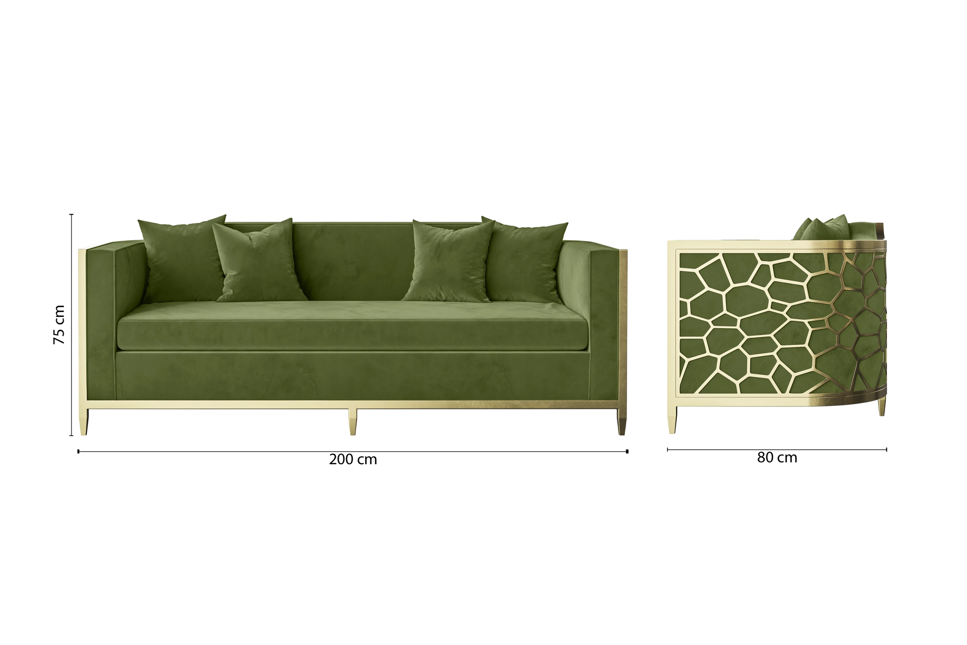 Carrara 3 Seater Sofa Lime Velvet