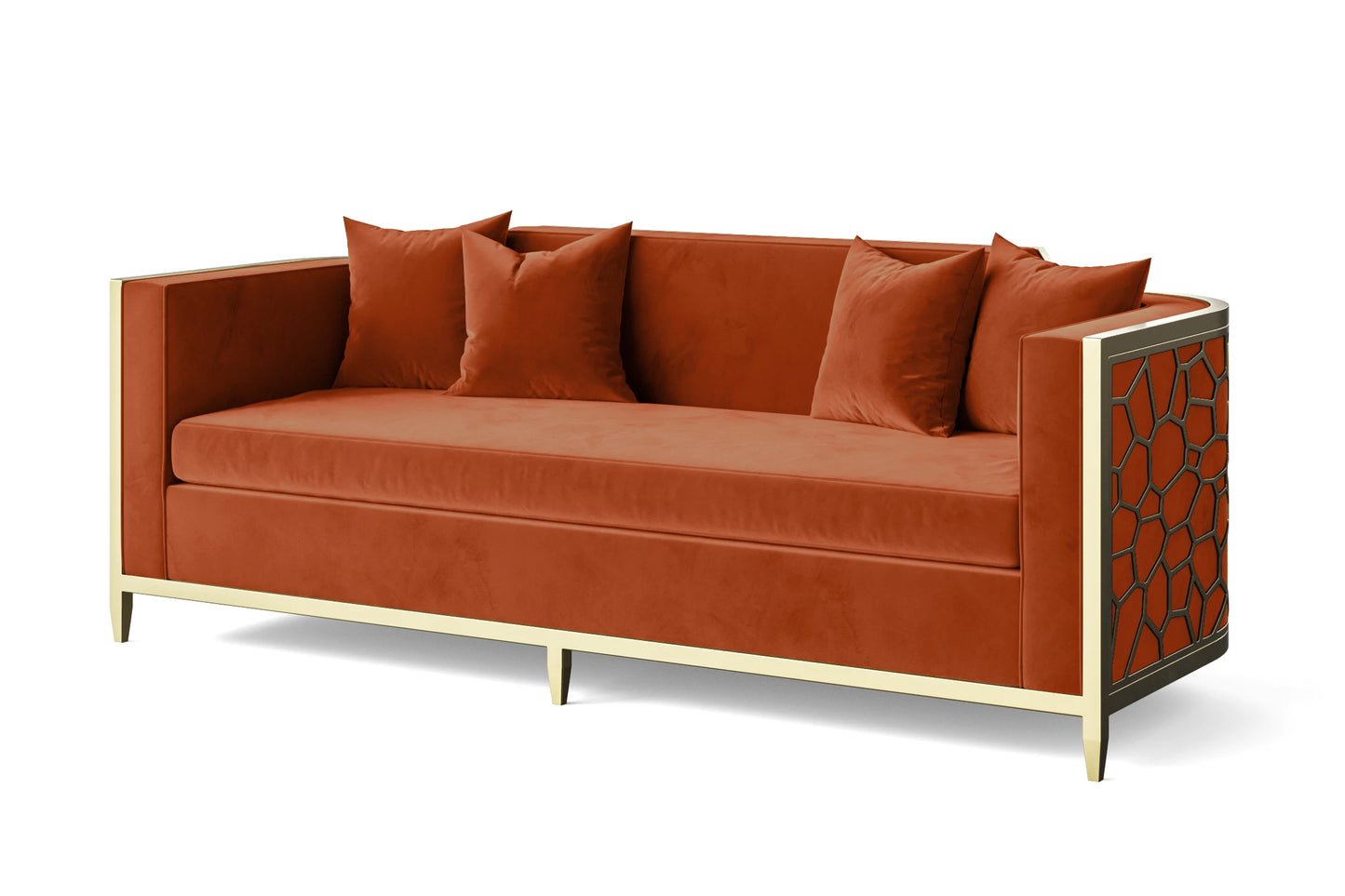 Carrara 3 Seater Sofa Orange Velvet