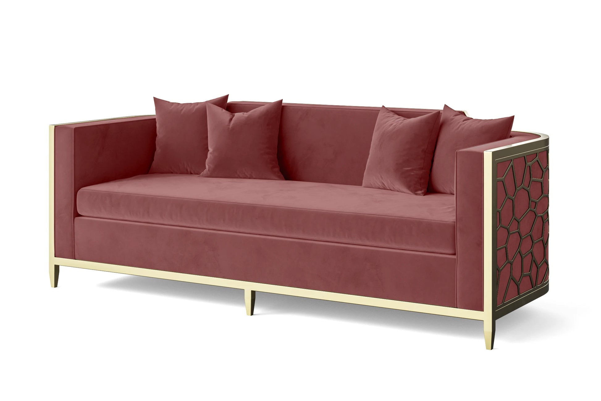 Carrara 3 Seater Sofa Pink Velvet