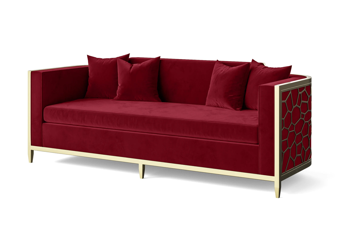 Carrara 3 Seater Sofa Red Velvet