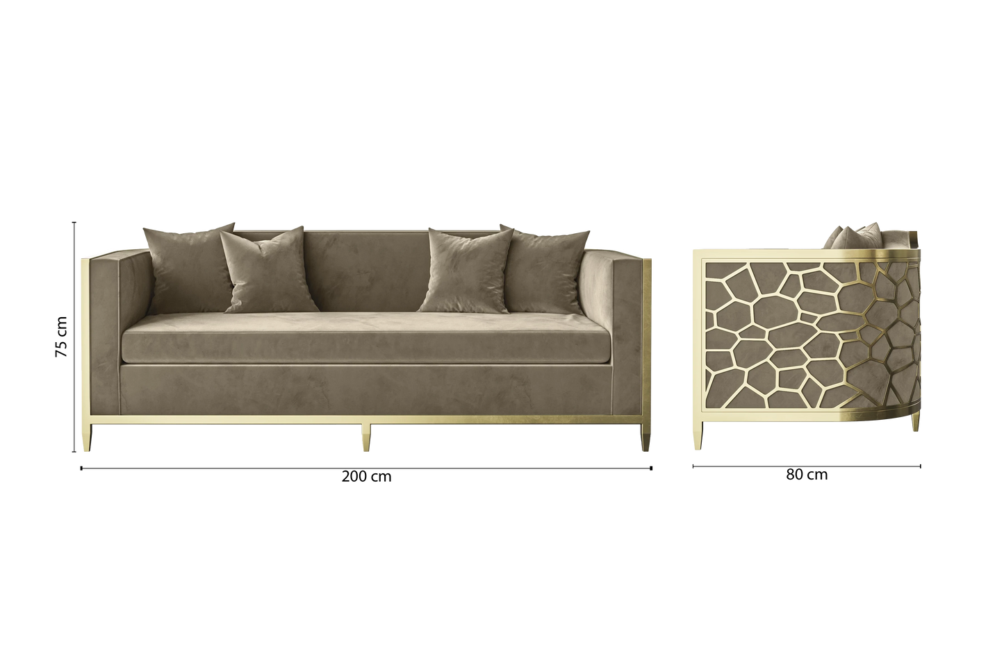 Carrara 3 Seater Sofa Sand Velvet