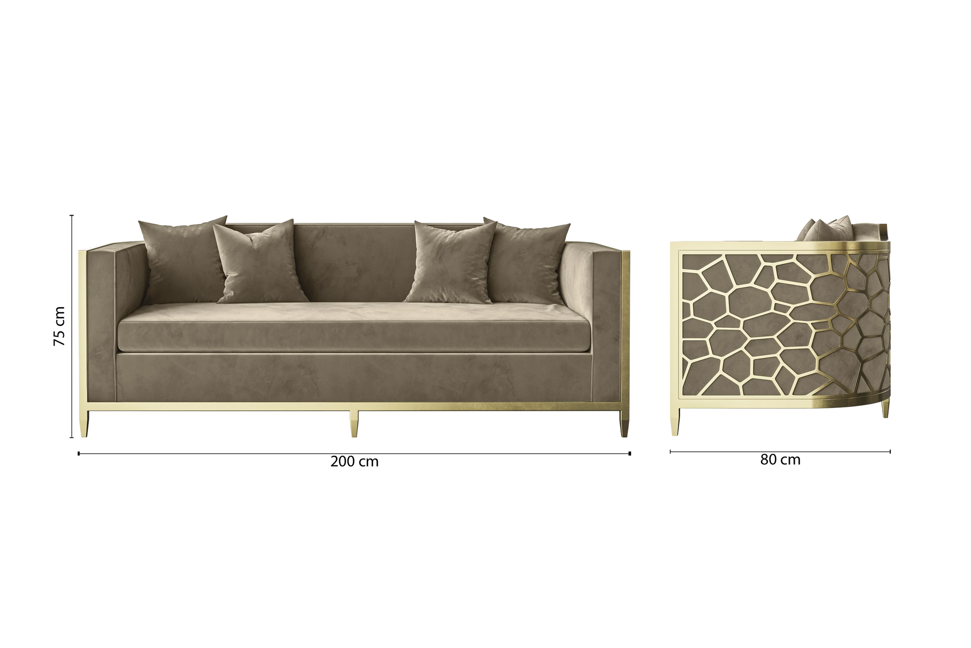 Carrara 3 Seater Sofa Sand Velvet