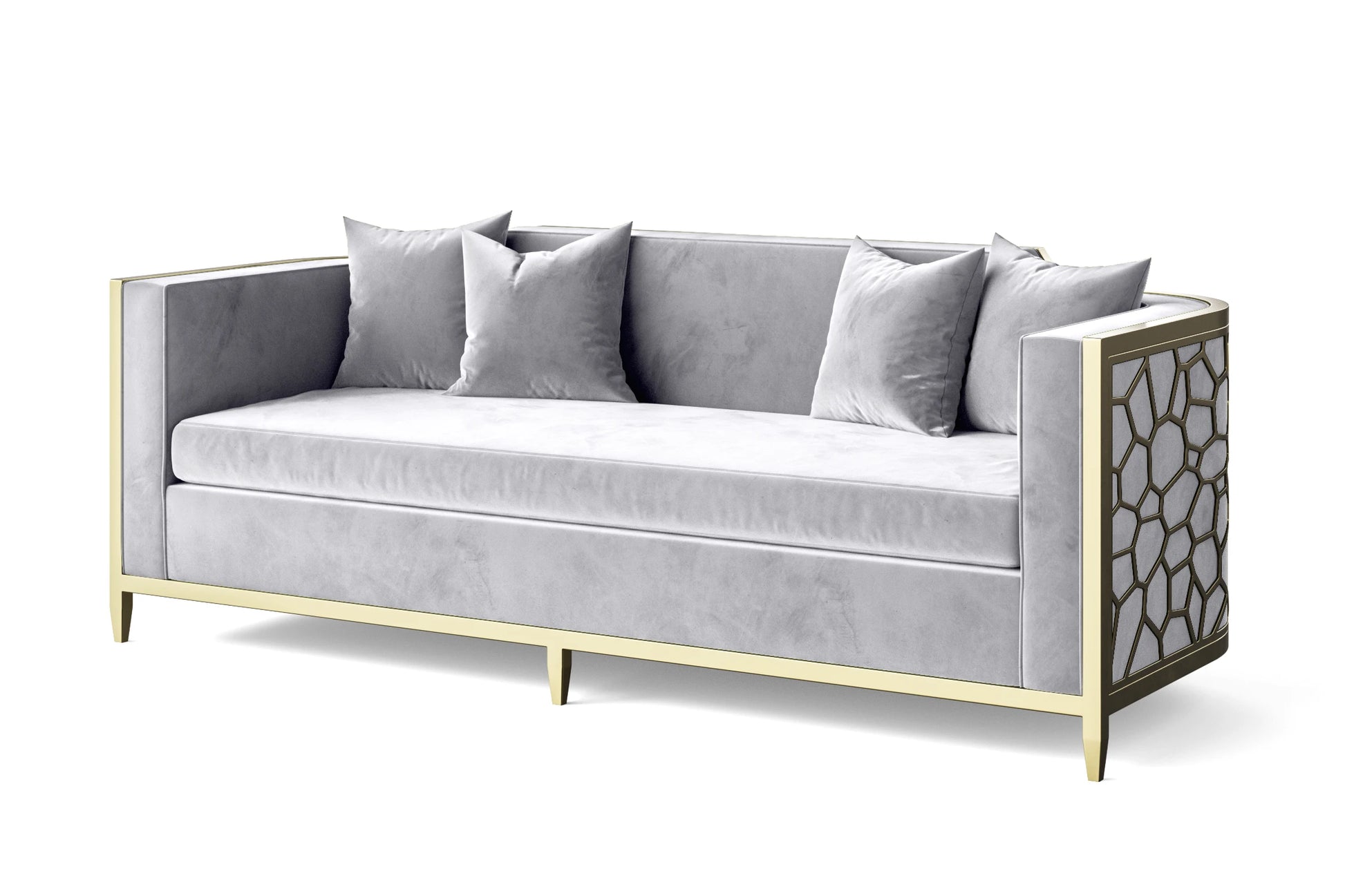 Carrara 3 Seater Sofa Silver Velvet