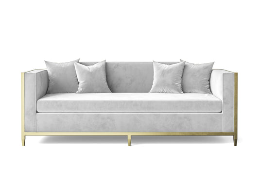 Carrara 3 Seater Sofa White Velvet