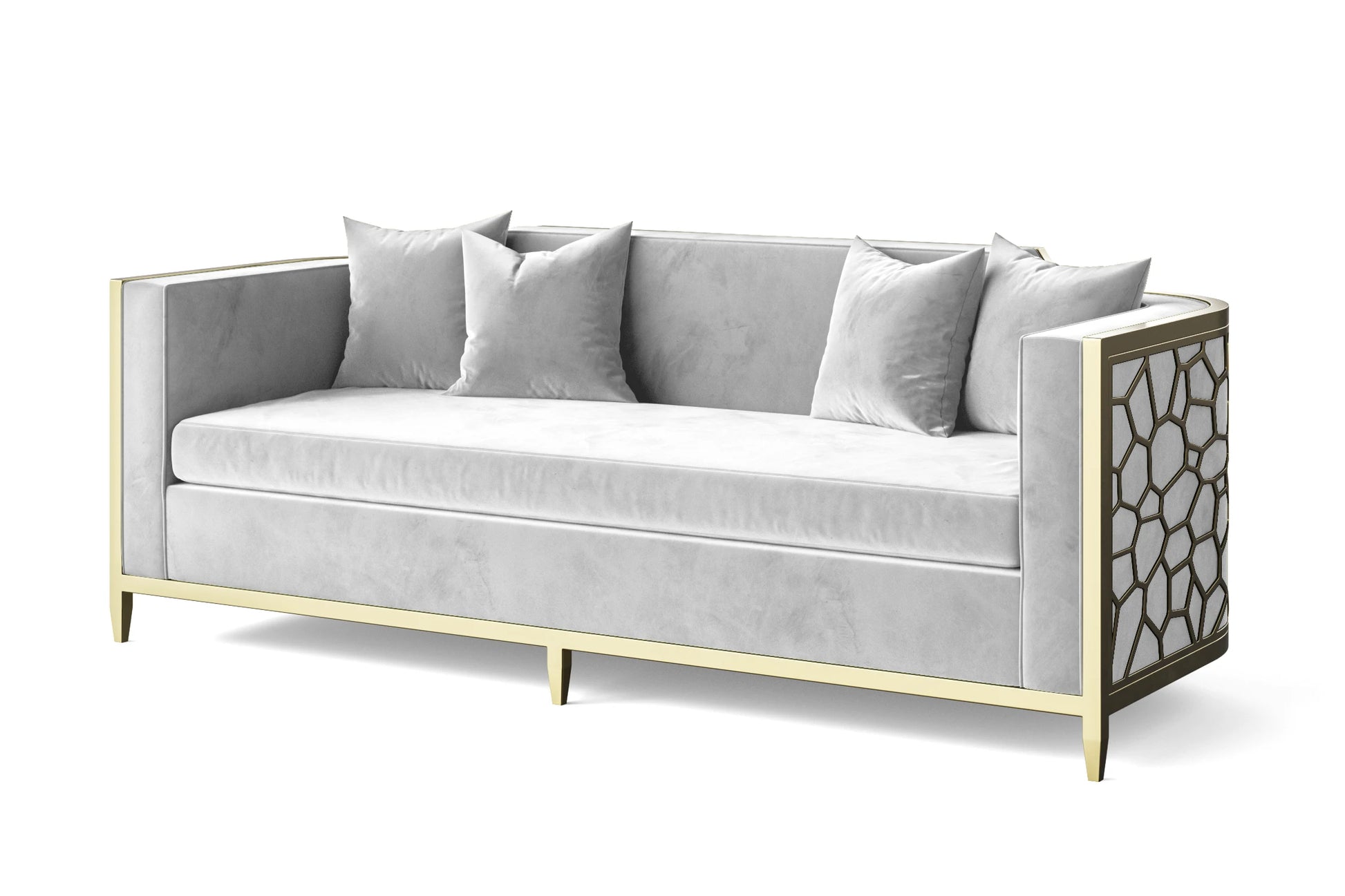 Carrara 3 Seater Sofa White Velvet