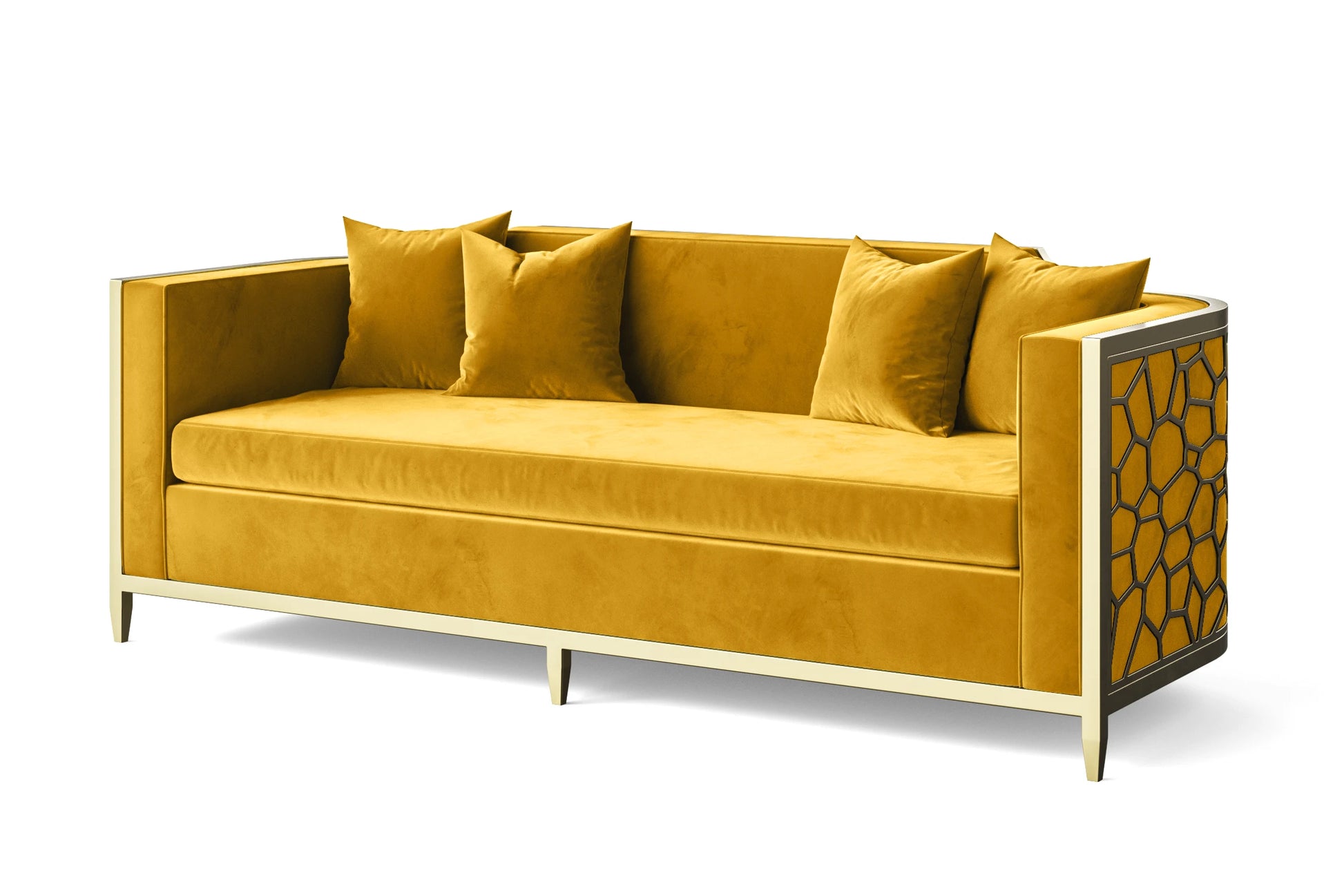 Carrara 3 Seater Sofa Yellow Velvet