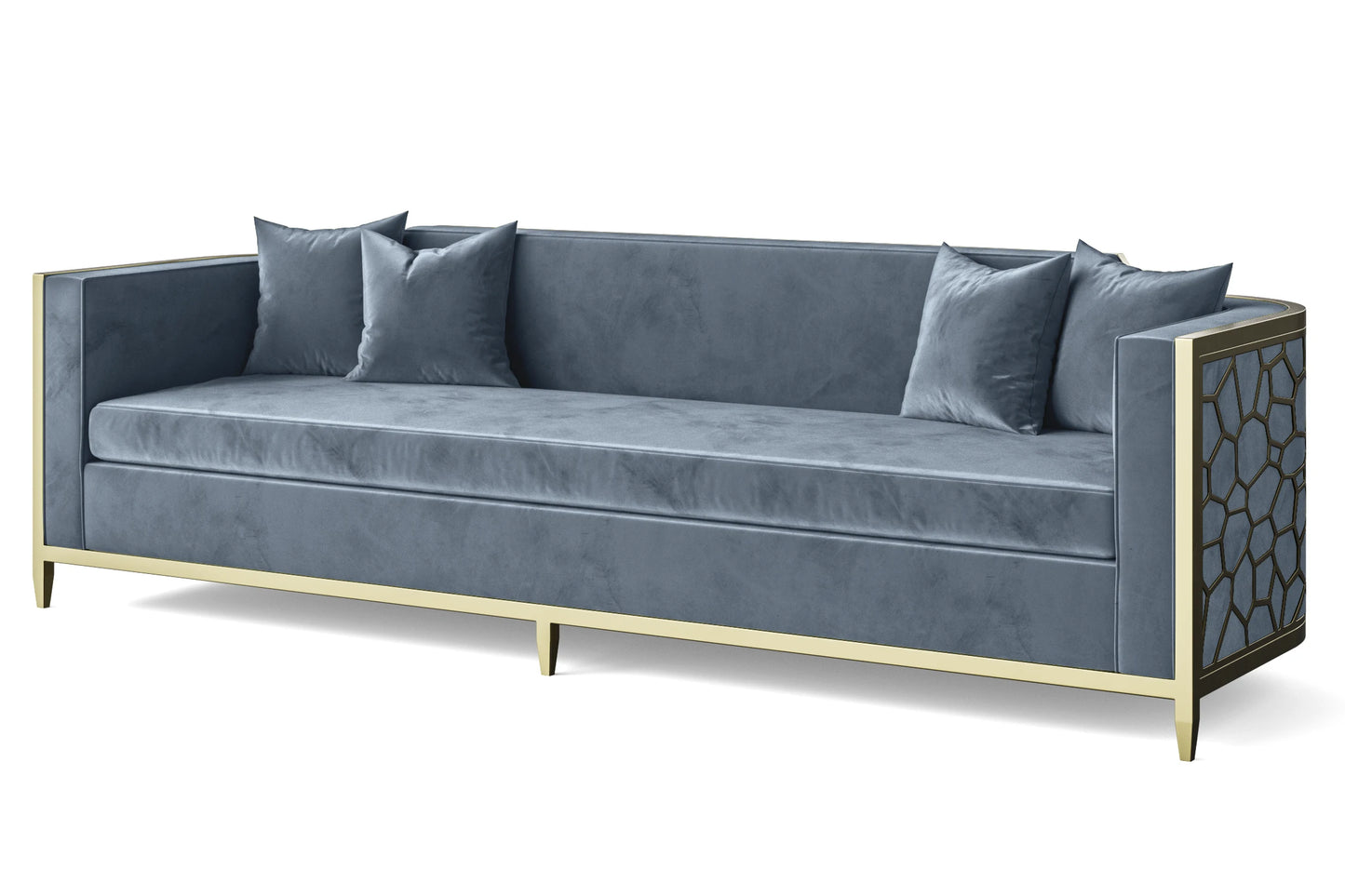 Carrara 4 Seater Sofa Baby Blue Velvet