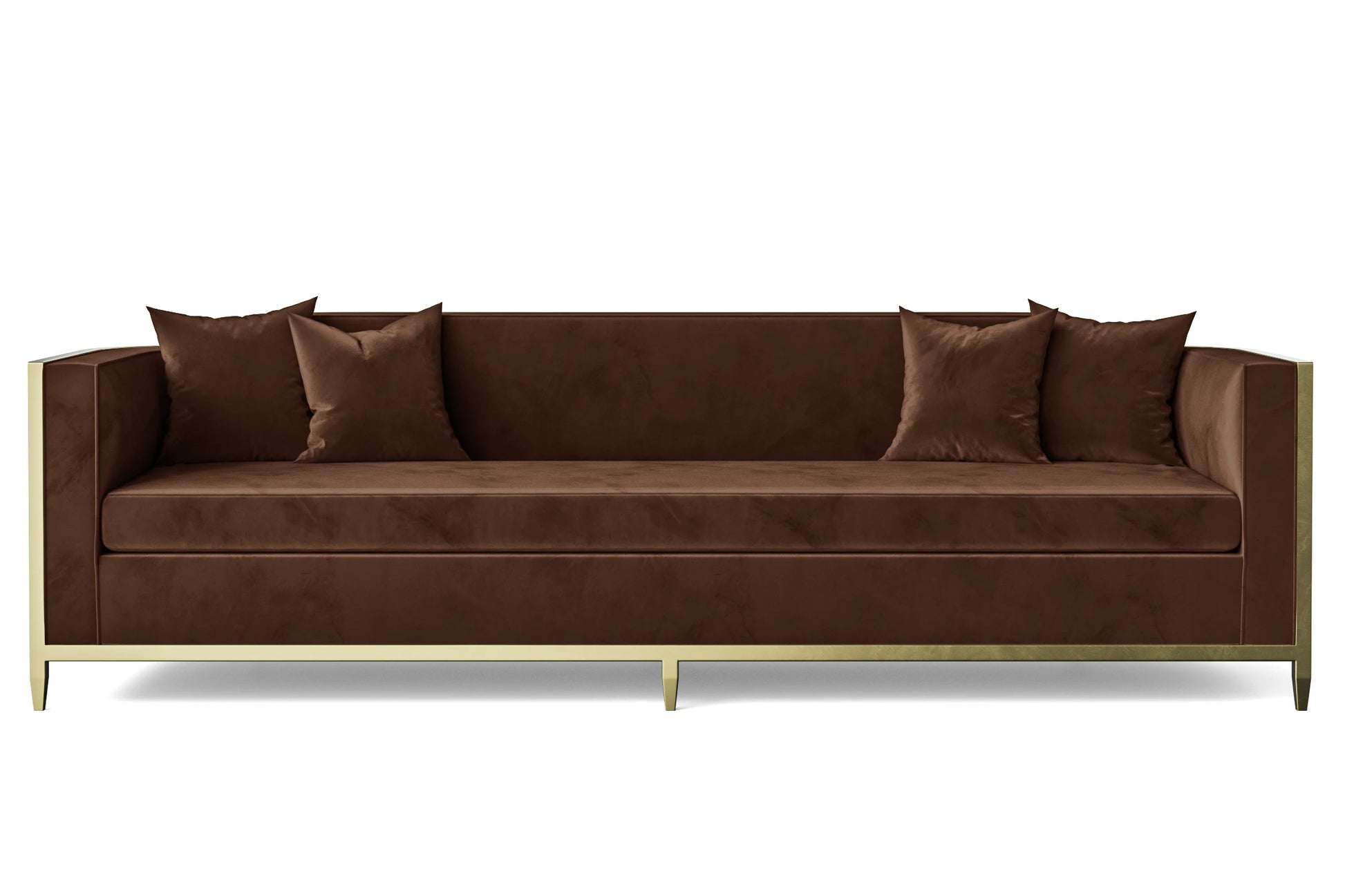 Carrara 4 Seater Sofa Coffee Brown Velvet