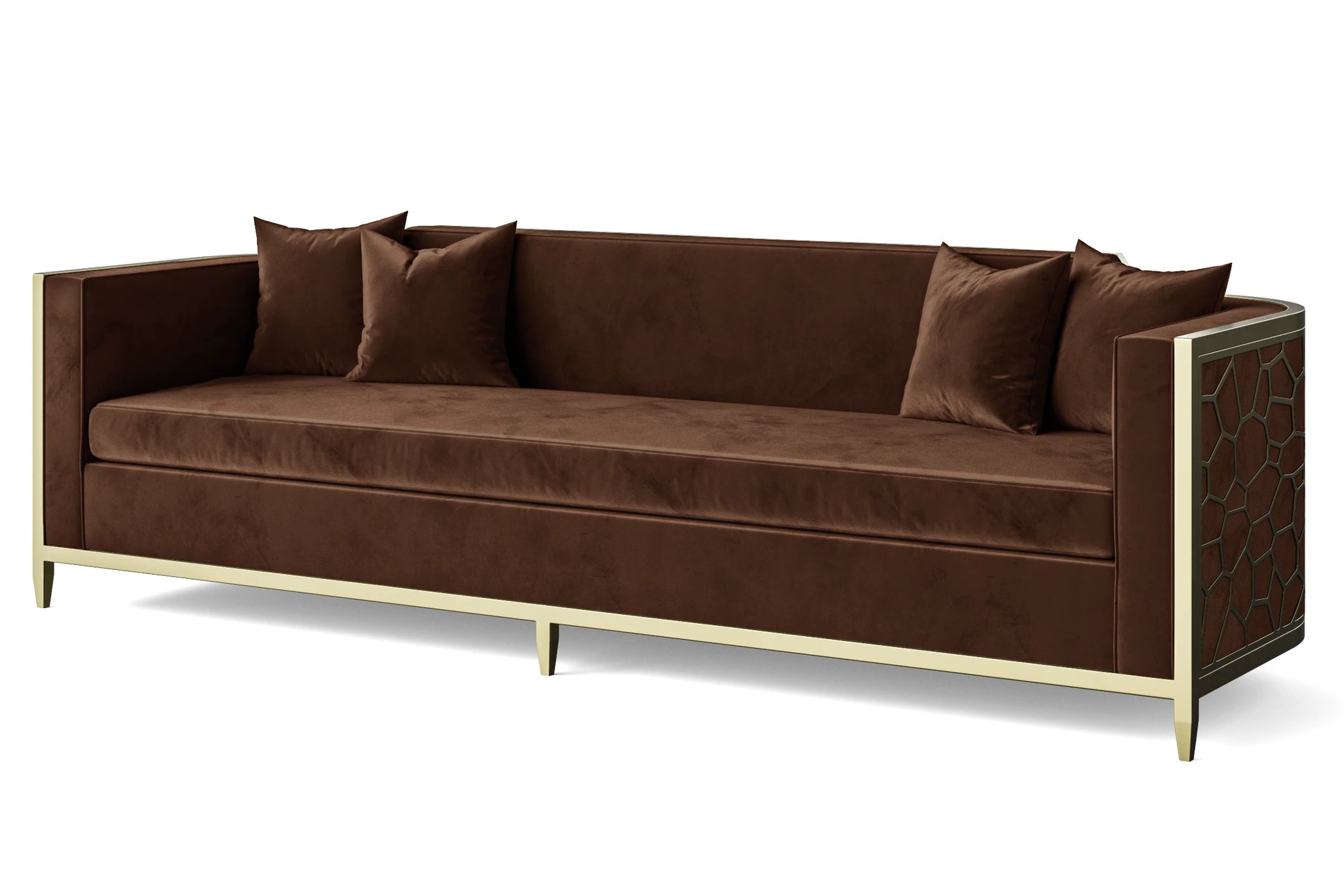 Carrara 4 Seater Sofa Coffee Brown Velvet