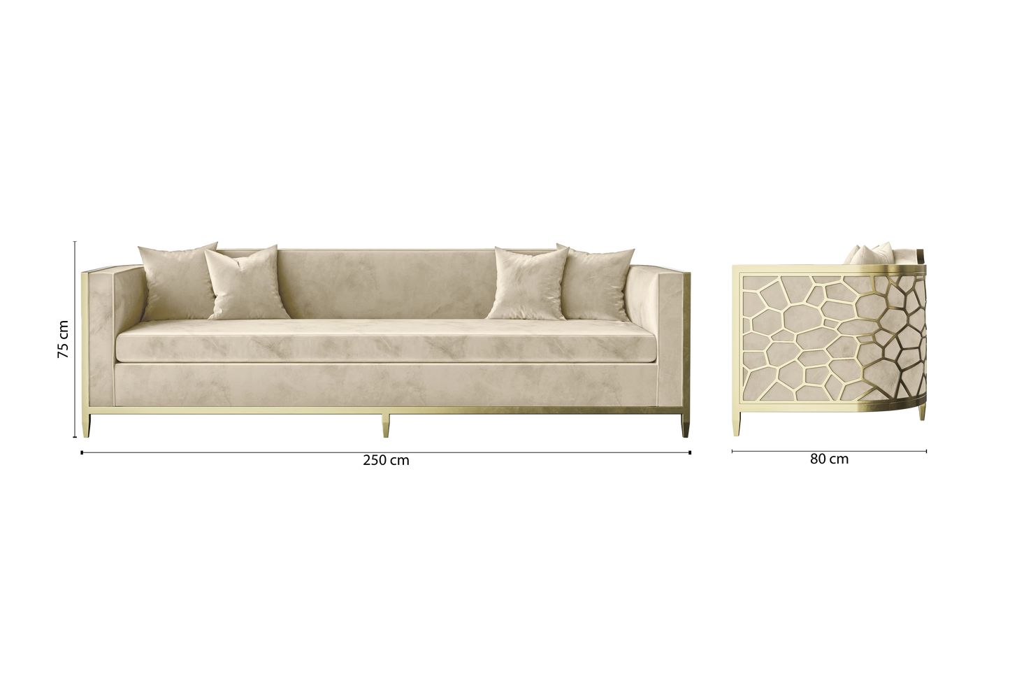 Carrara 4 Seater Sofa Cream Velvet