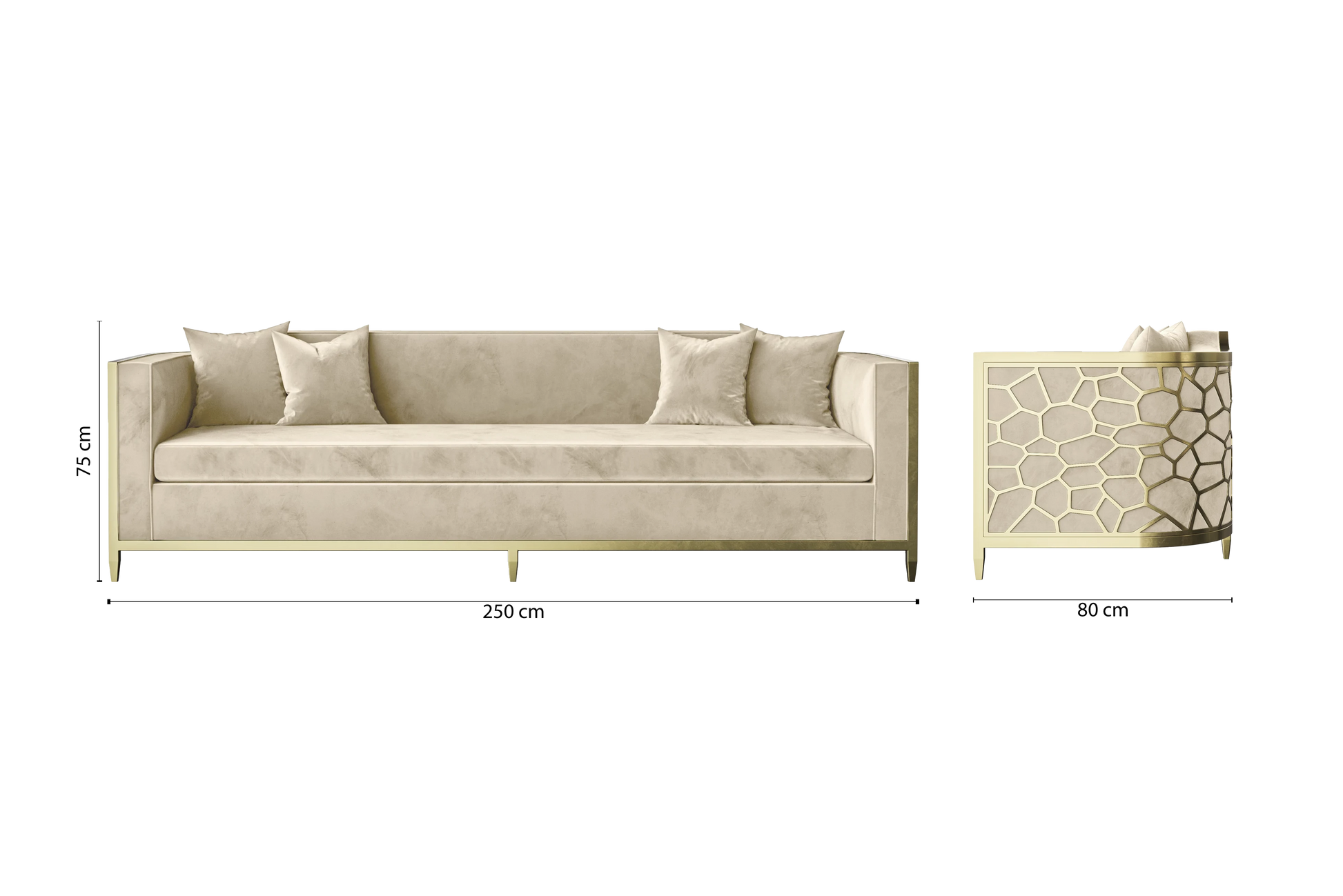 Carrara 4 Seater Sofa Cream Velvet