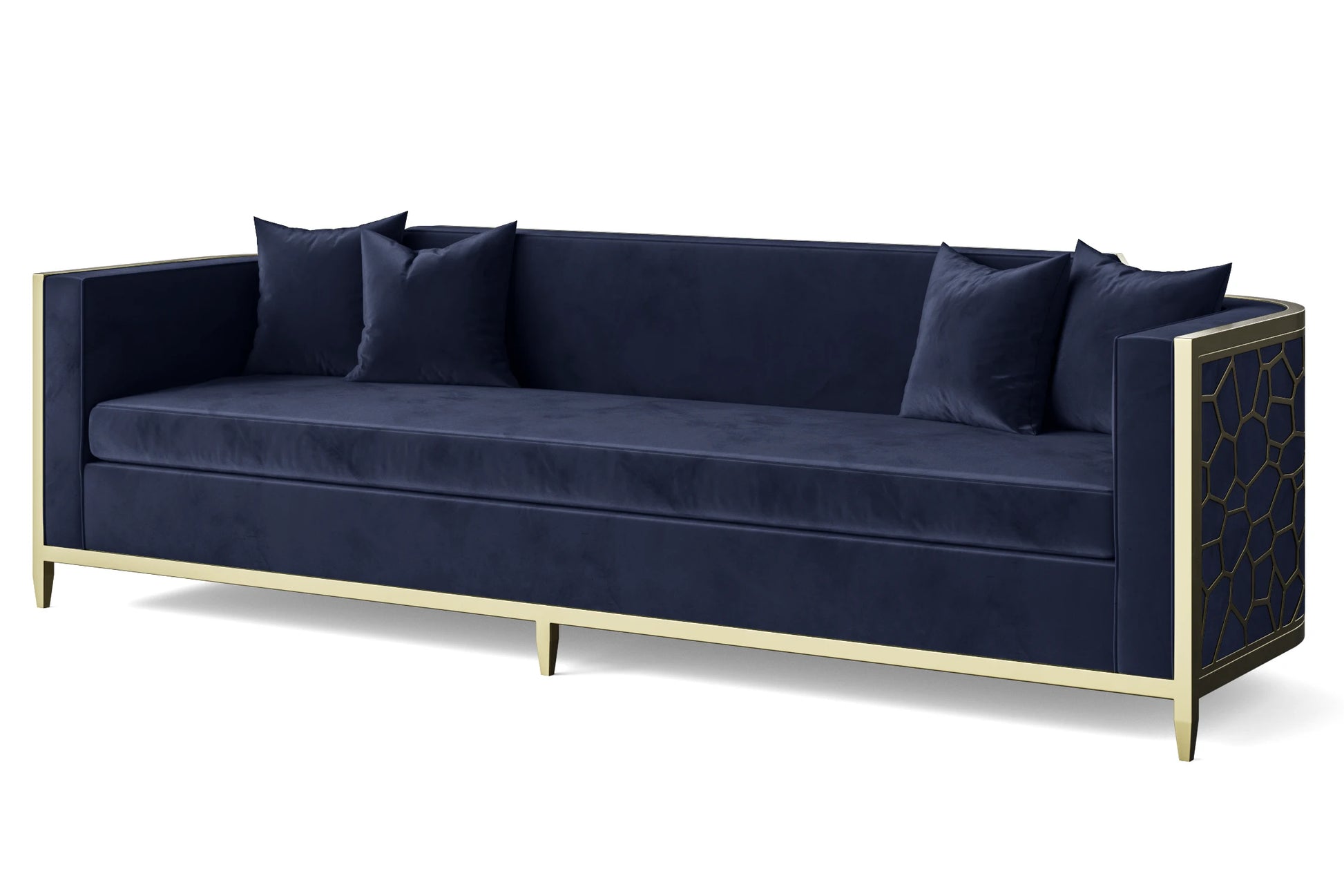 Carrara 4 Seater Sofa Dark Blue Velvet