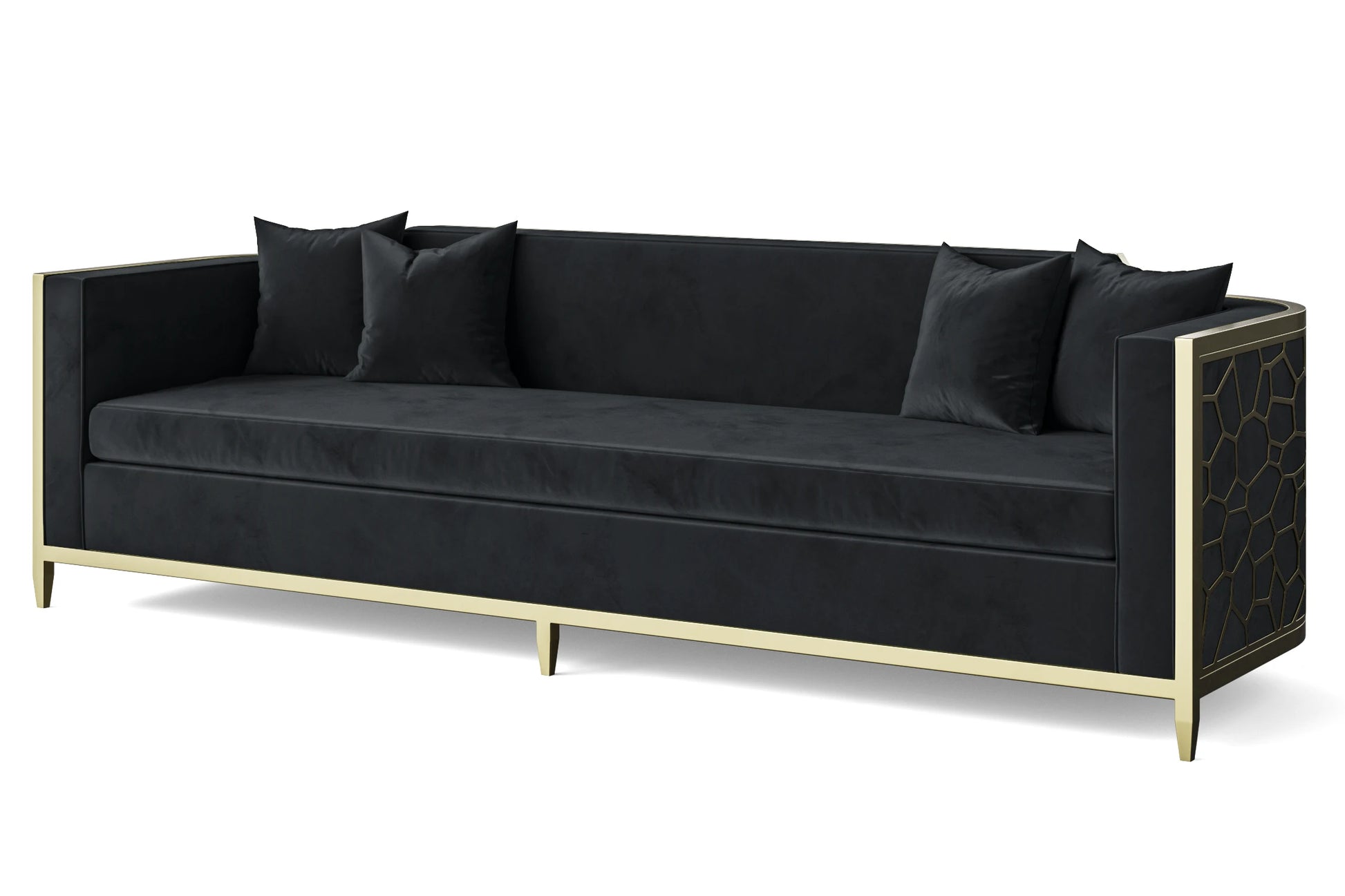 Carrara 4 Seater Sofa Dark Grey Velvet