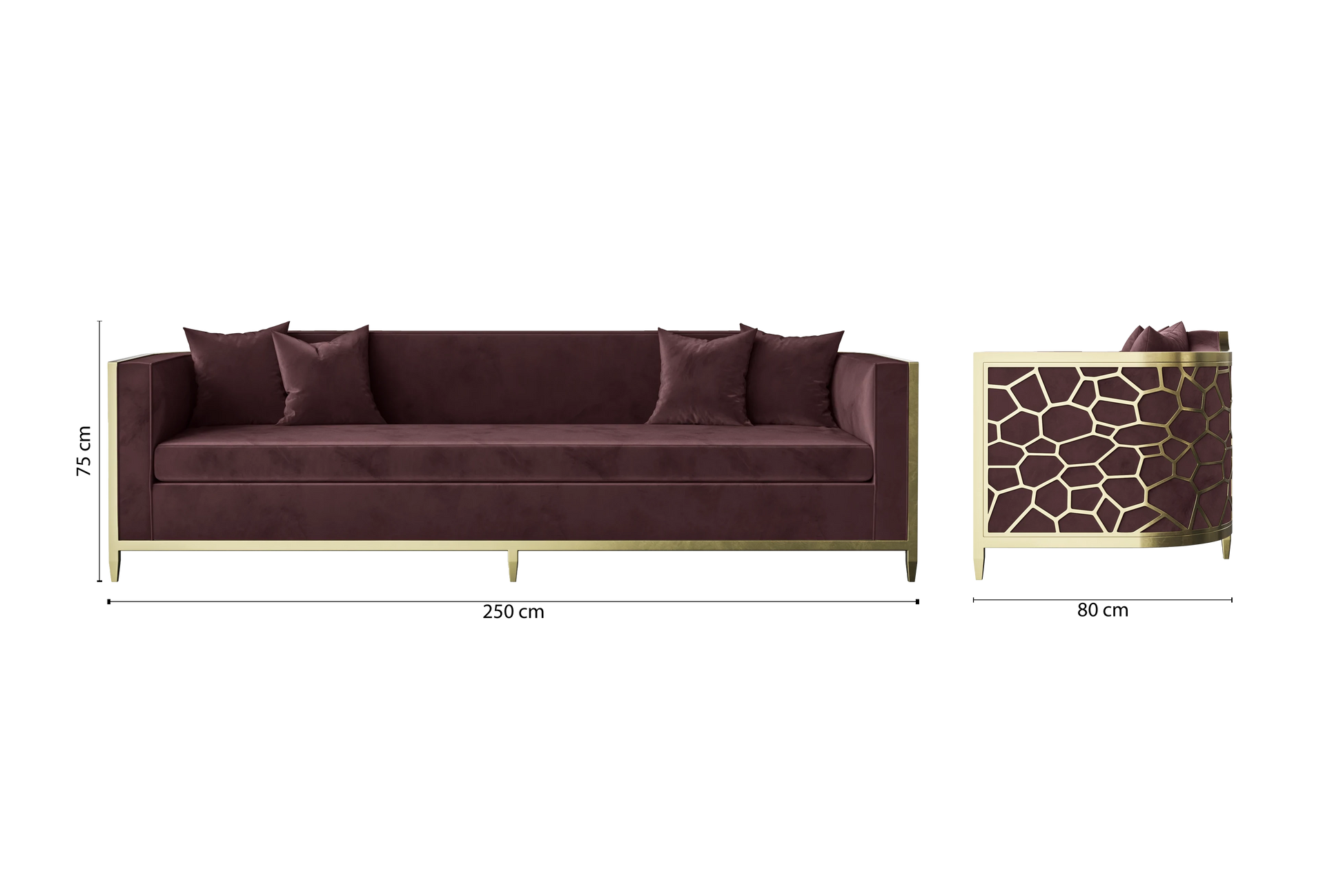 Carrara 4 Seater Sofa Grape Velvet