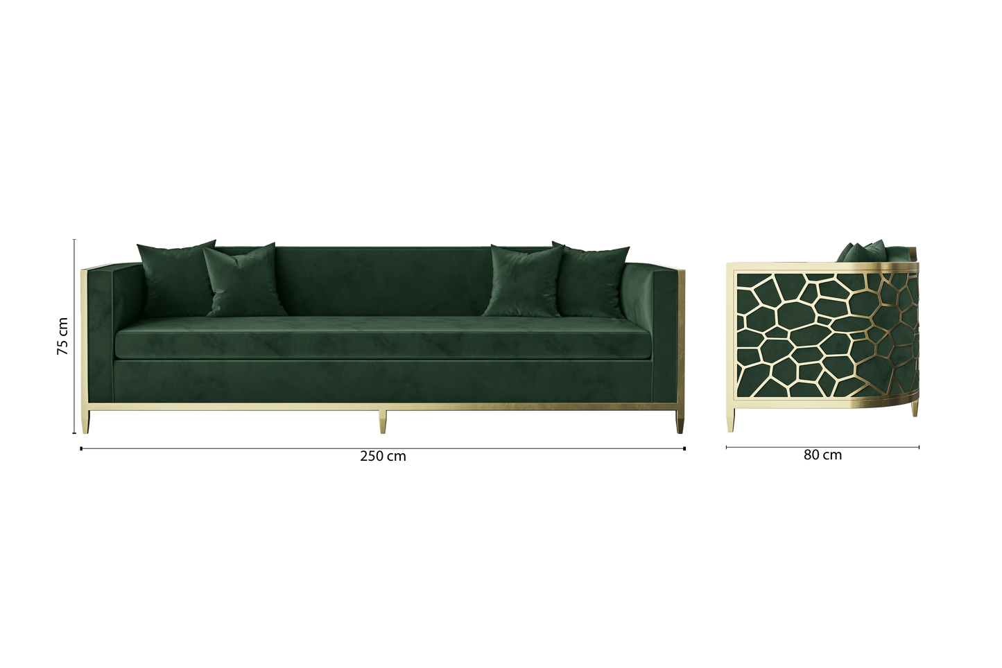 Carrara 4 Seater Sofa Green Velvet