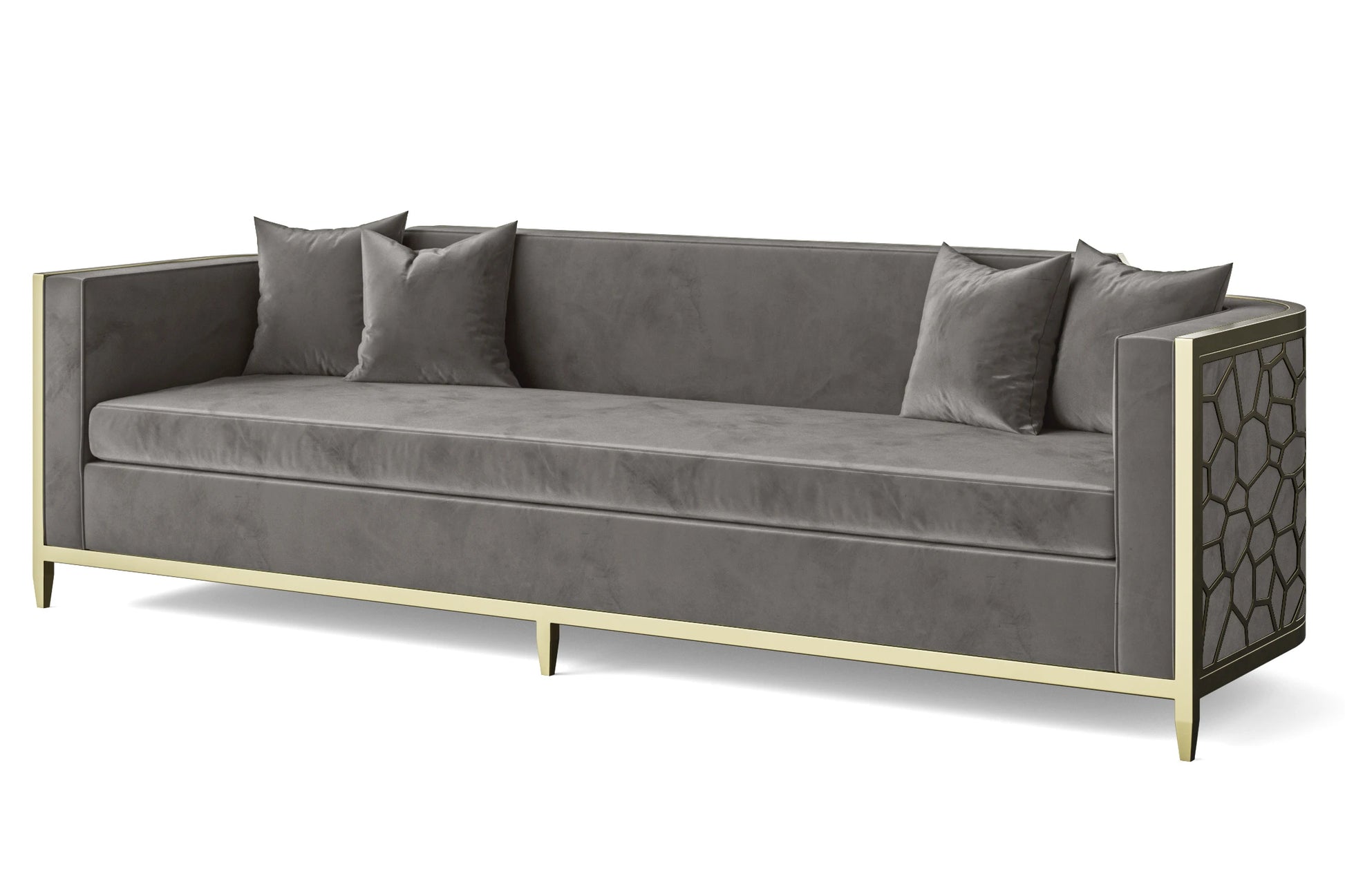 Carrara 4 Seater Sofa Grey Velvet