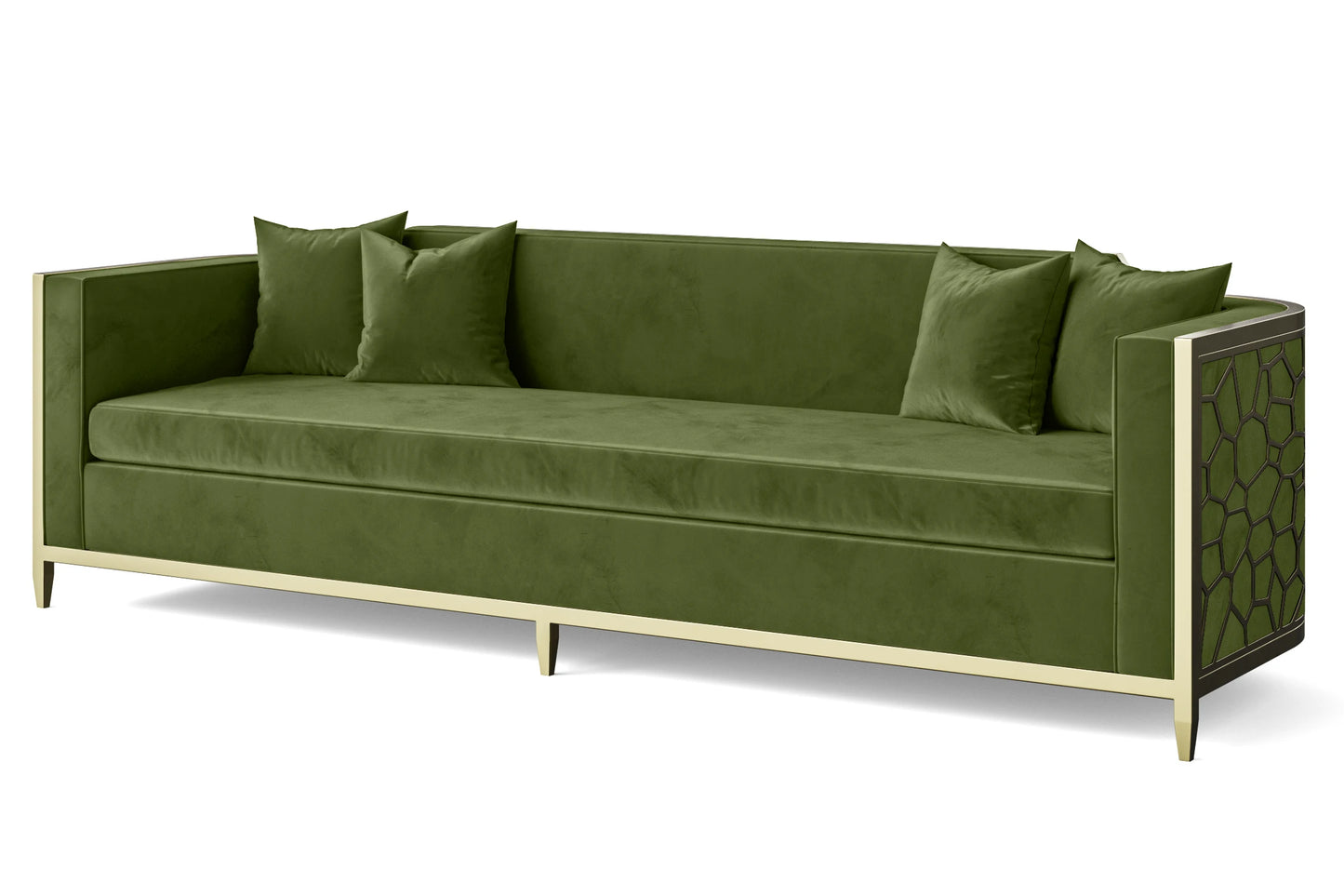 Carrara 4 Seater Sofa Lime Velvet