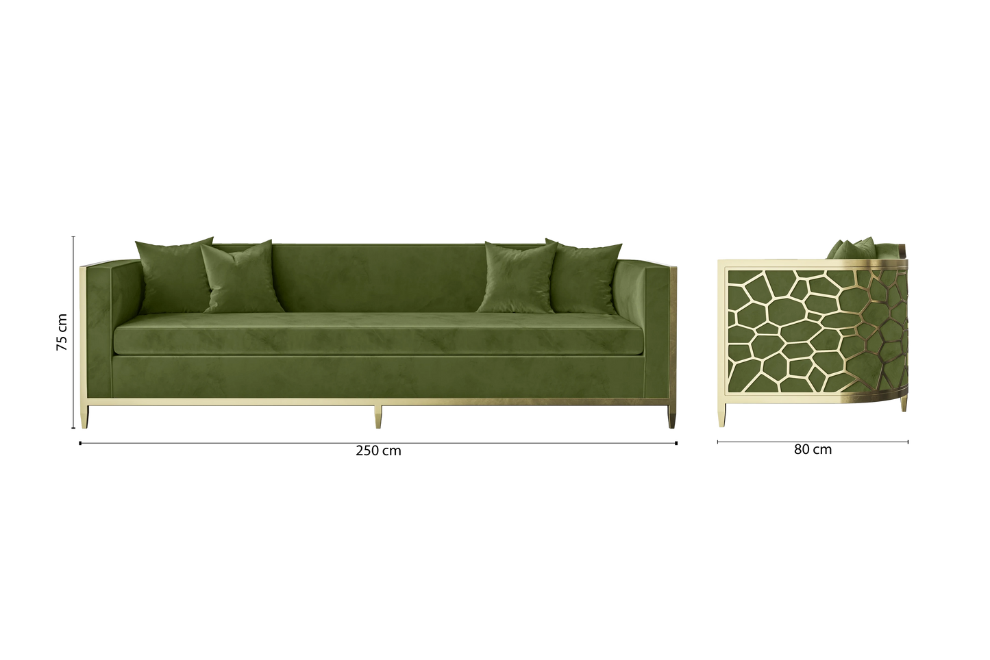 Carrara 4 Seater Sofa Lime Velvet