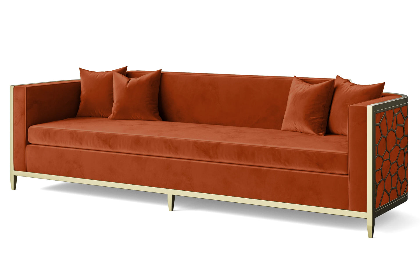 Carrara 4 Seater Sofa Orange Velvet