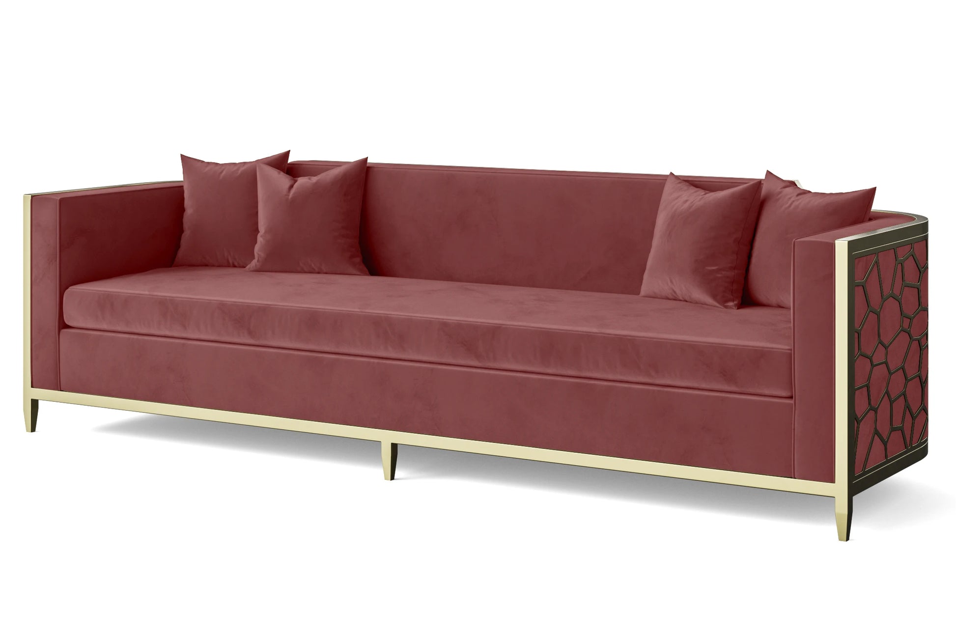 Carrara 4 Seater Sofa Pink Velvet