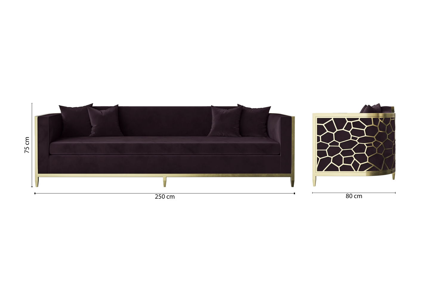 Carrara 4 Seater Sofa Purple Velvet